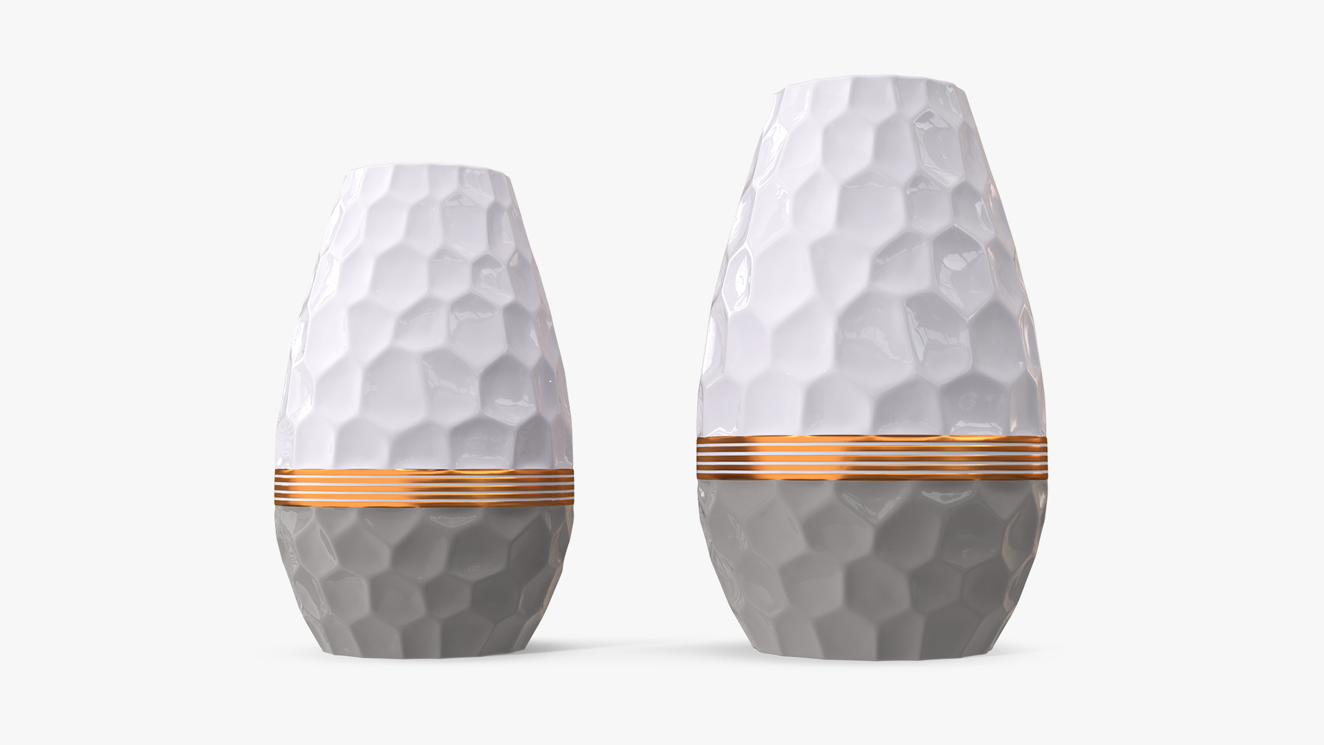 Modern Fashion Hexagon Vases Set 3D