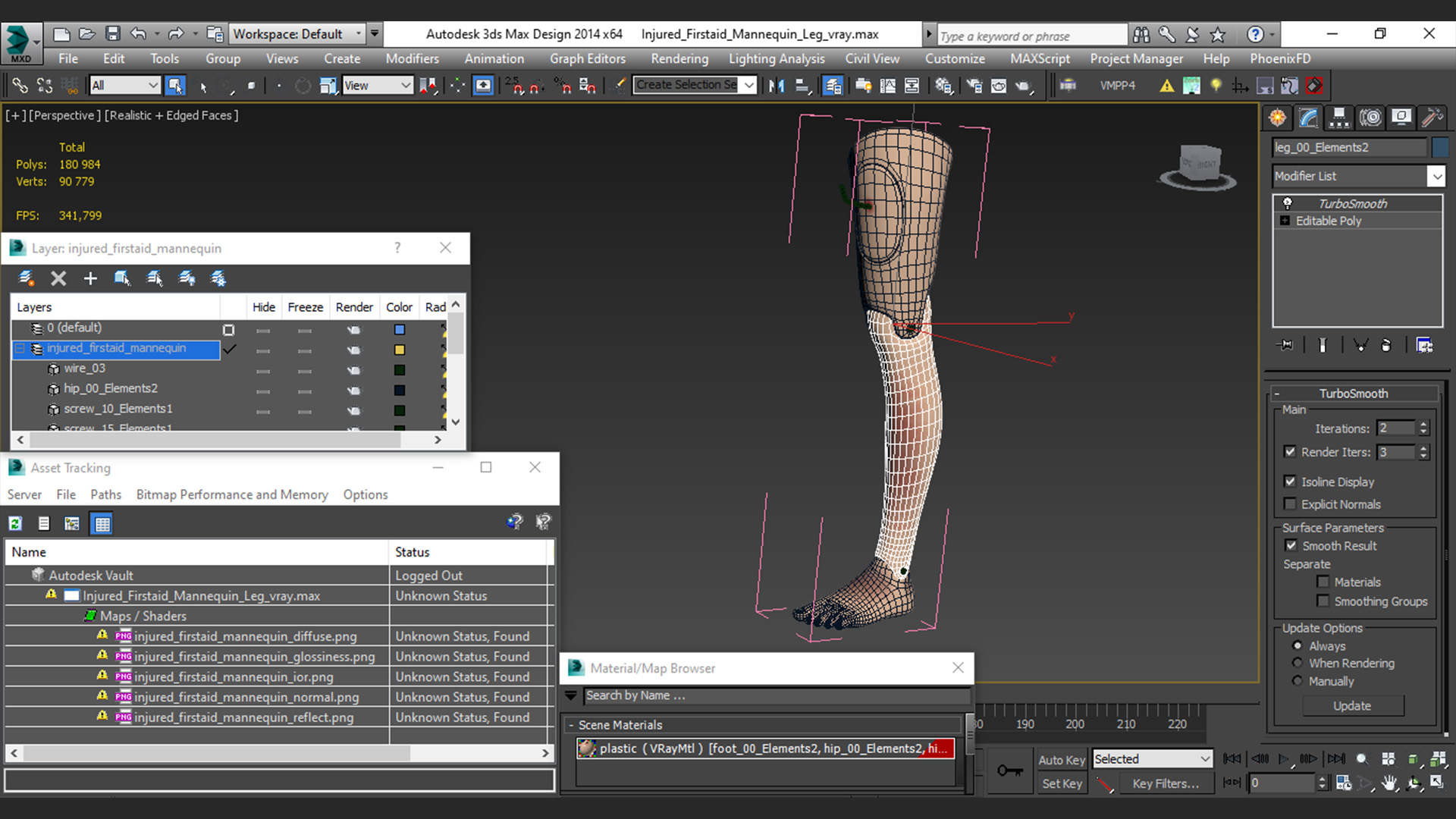 3D model Injured Firstaid Mannequin Leg