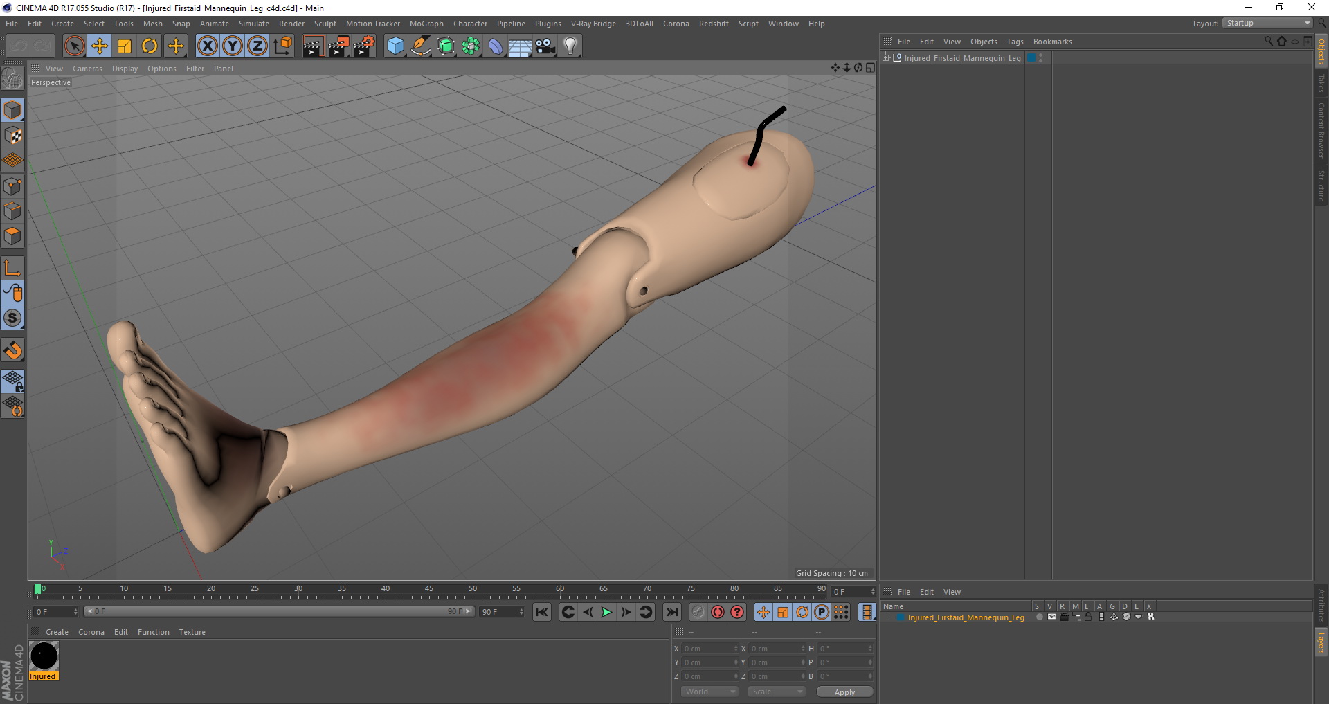 3D model Injured Firstaid Mannequin Leg