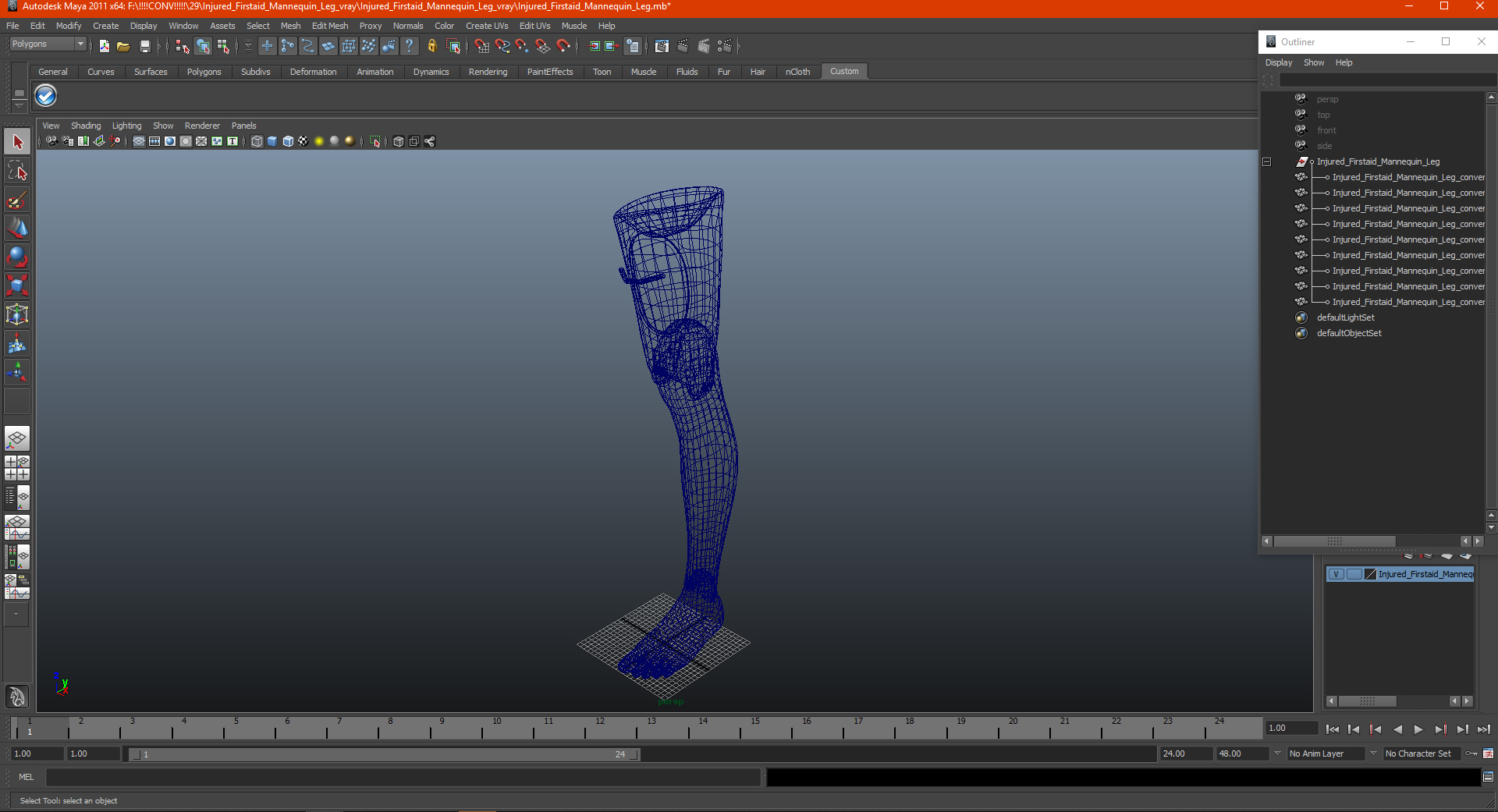 3D model Injured Firstaid Mannequin Leg