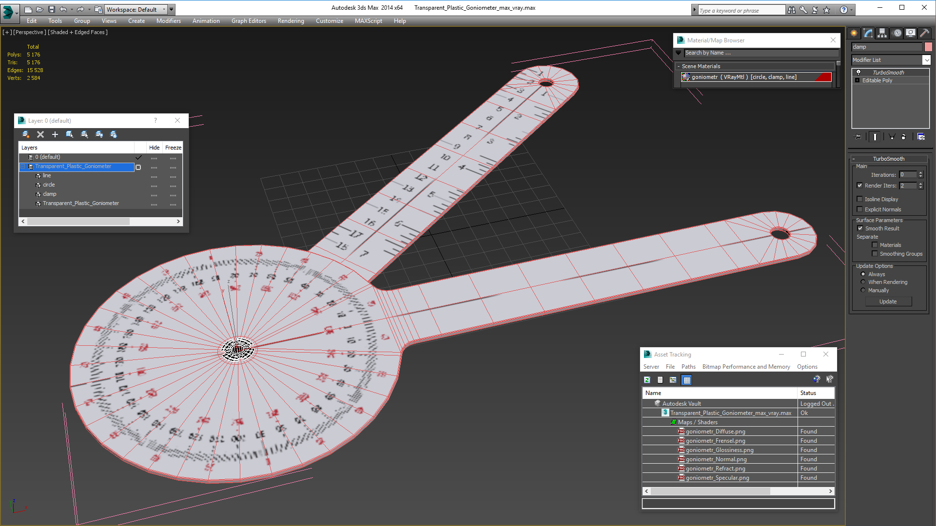 3D model Transparent Plastic Goniometer