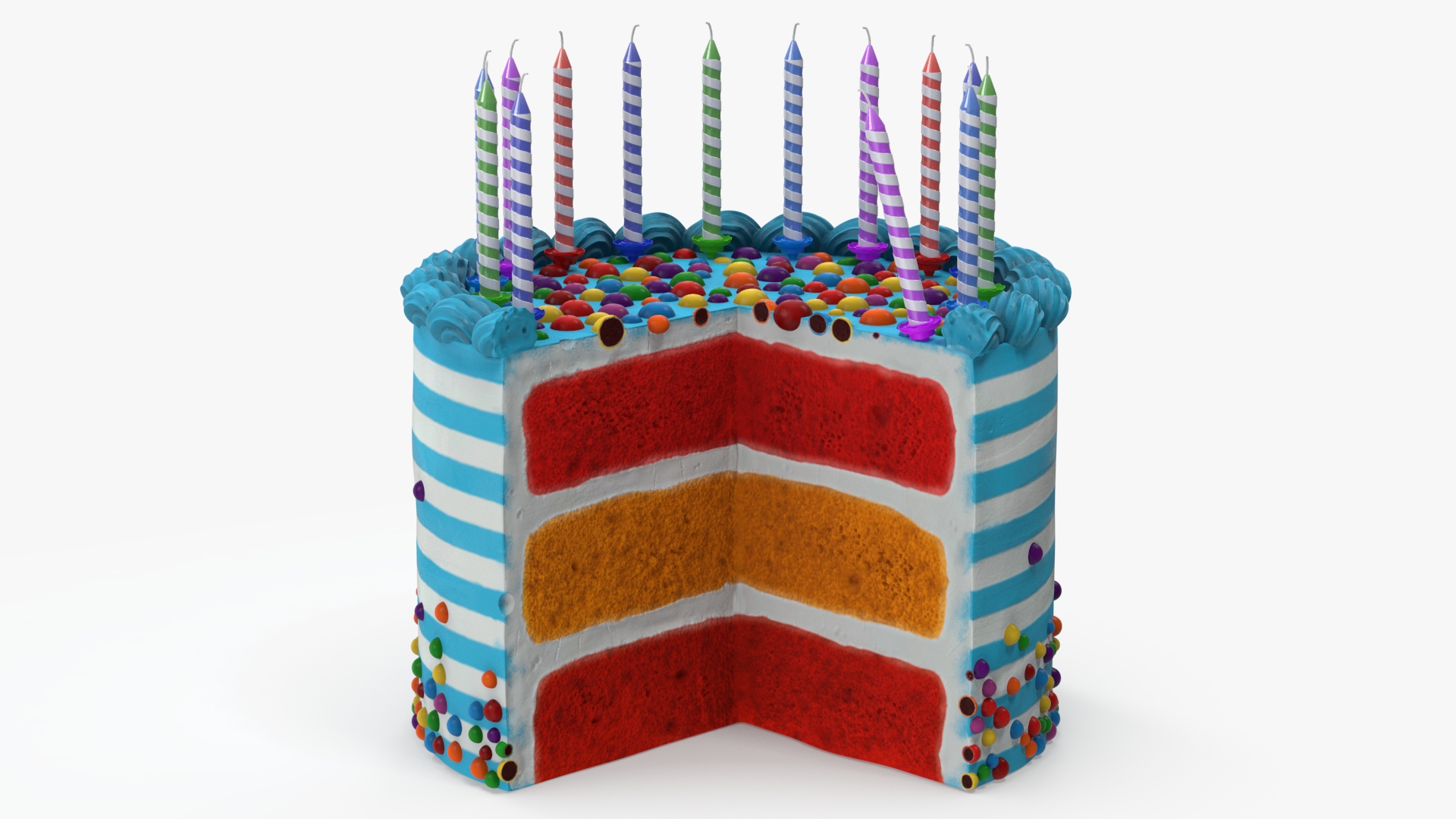 Birthday Cake with Slice Removed 3D