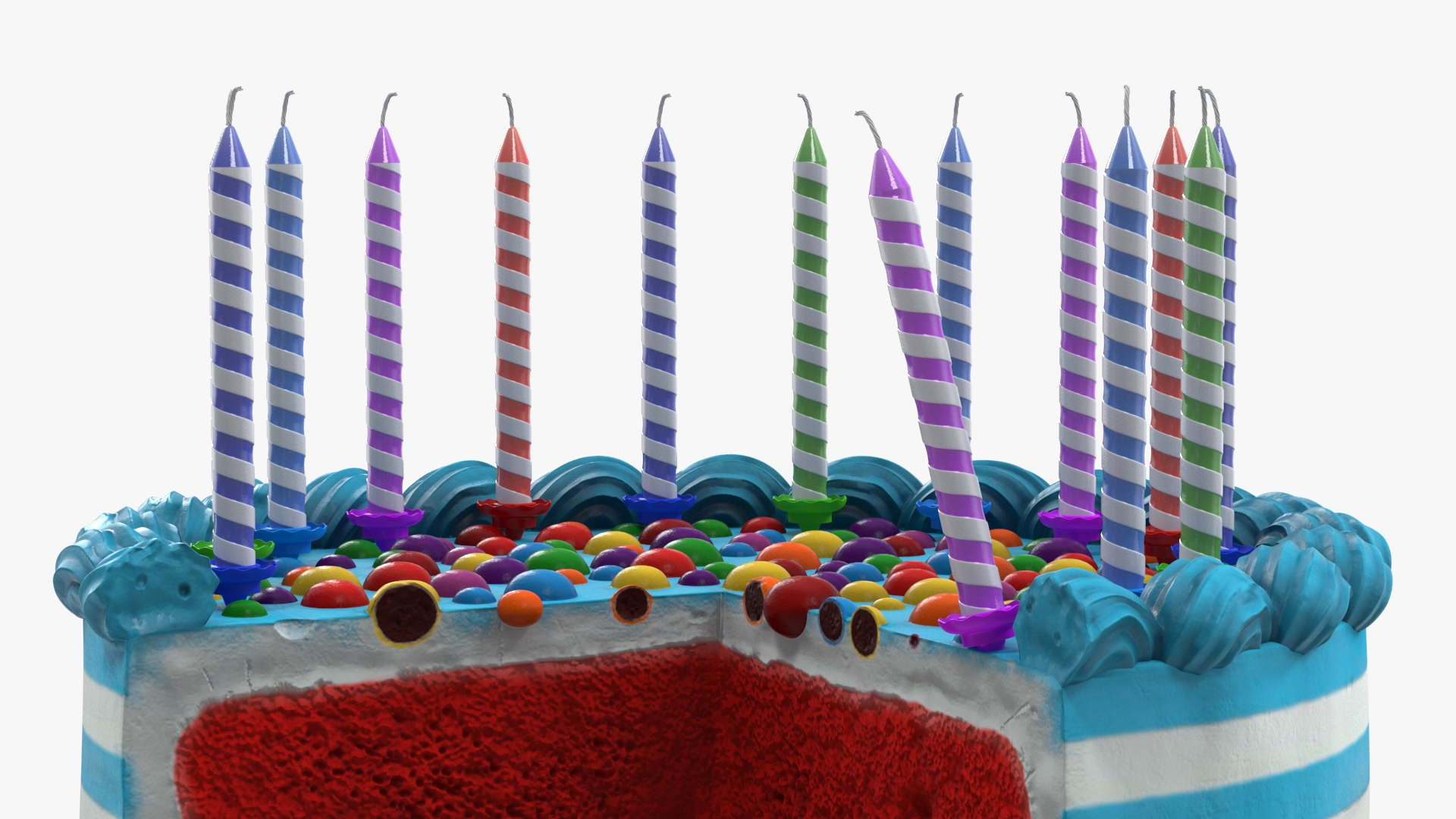 Birthday Cake with Slice Removed 3D
