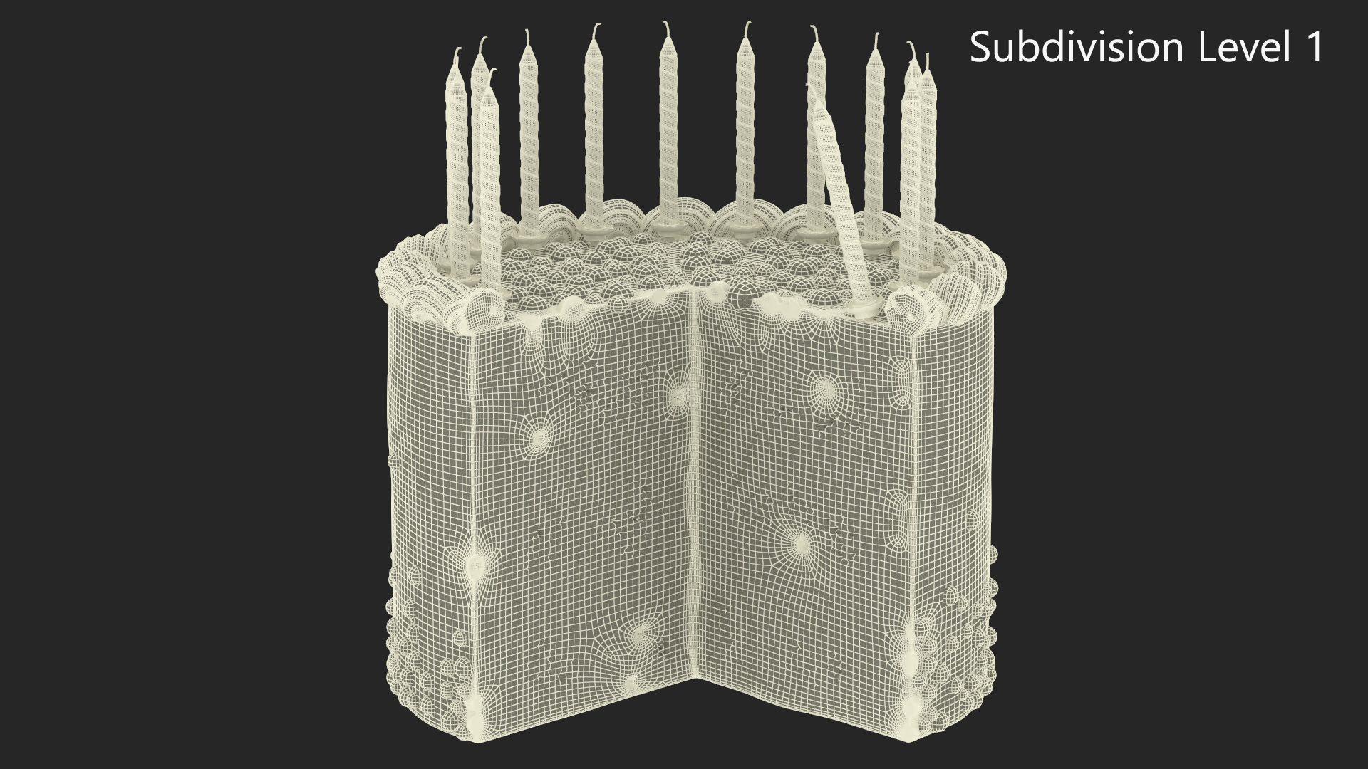 Birthday Cake with Slice Removed 3D