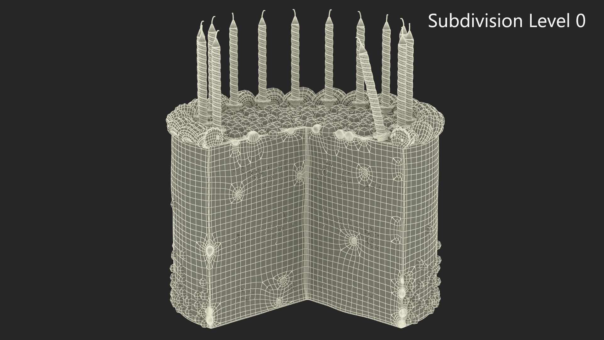 Birthday Cake with Slice Removed 3D
