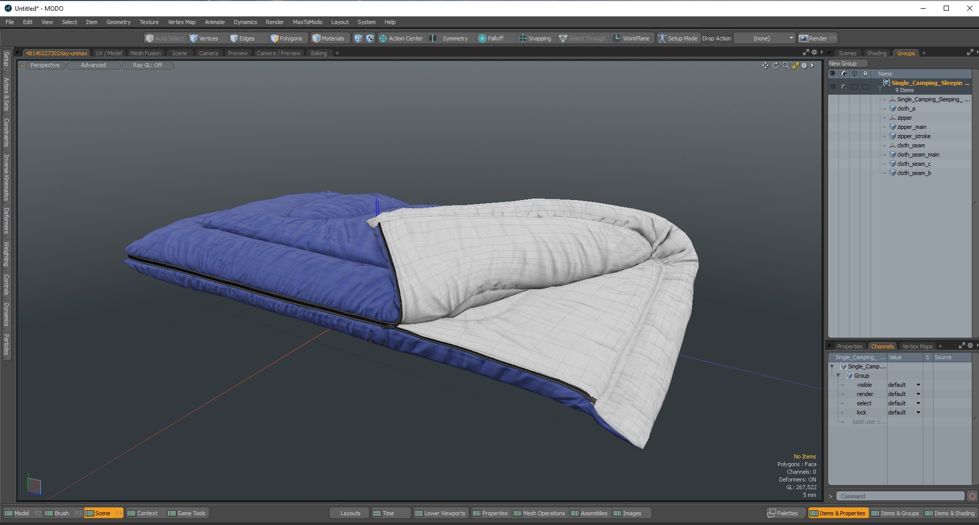 Single Camping Sleeping Bag 3D