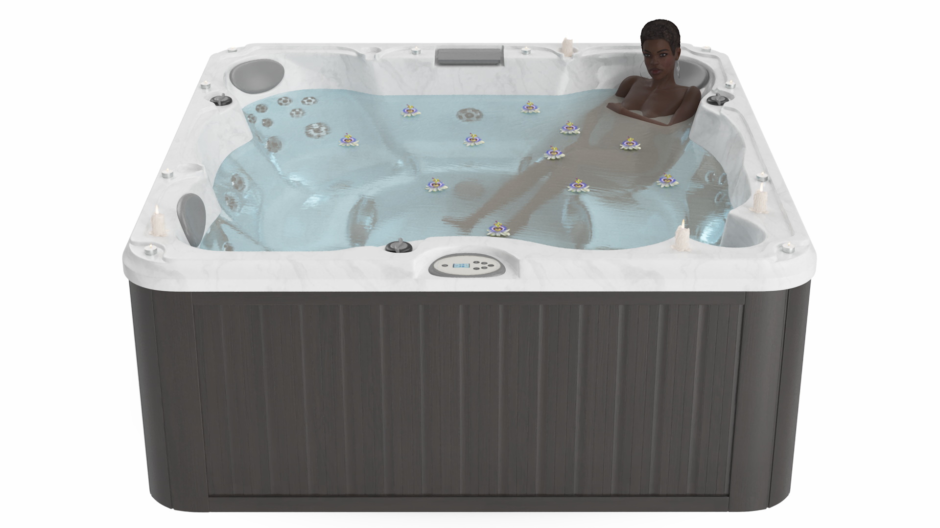 3D model Romantic Bathtub with a Female and Passion Flowers