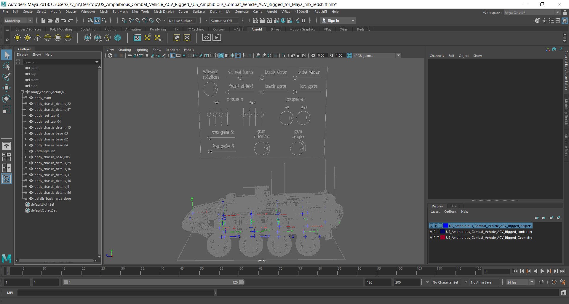3D US Amphibious Combat Vehicle ACV Rigged for Maya model