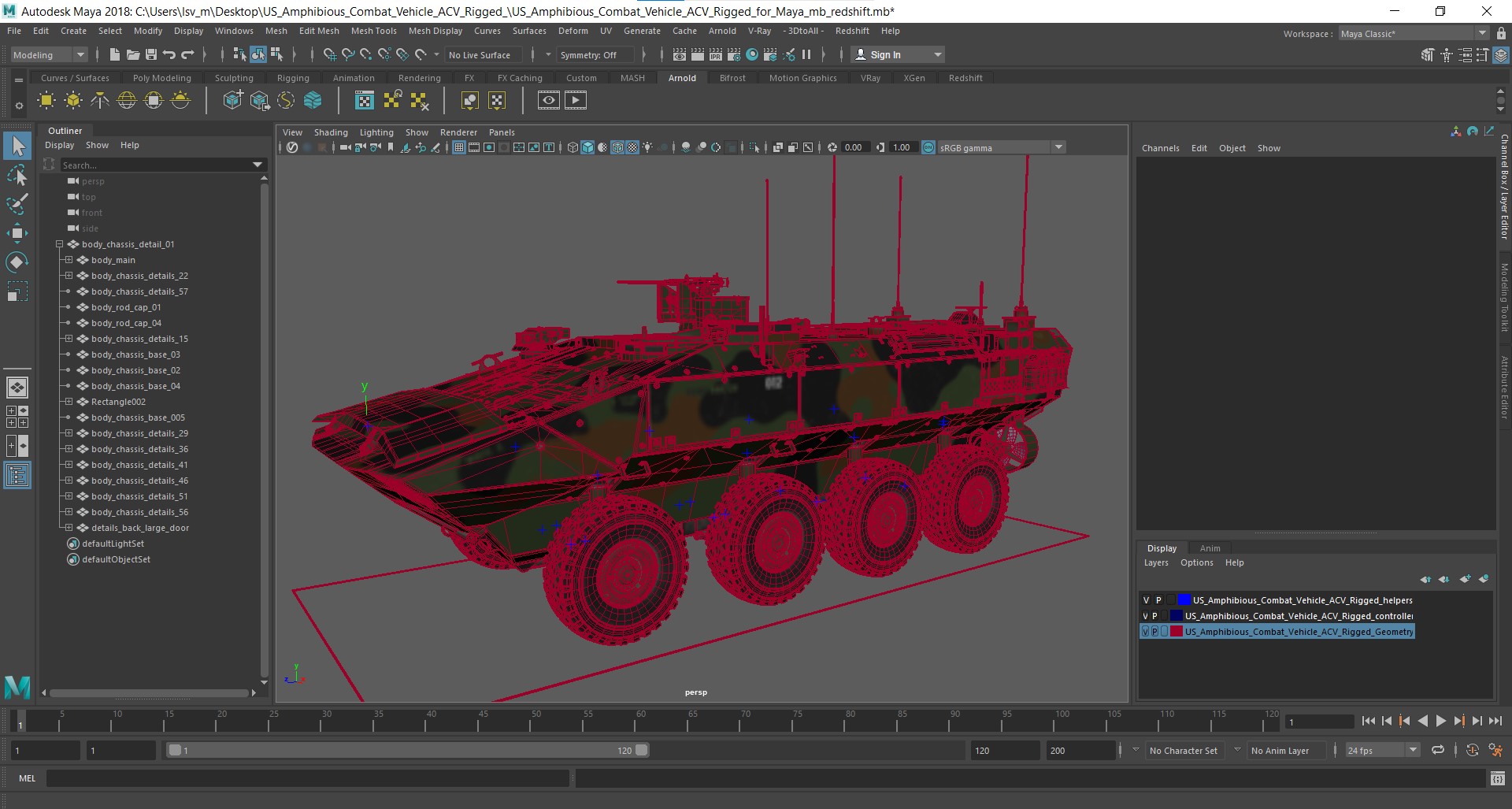 3D US Amphibious Combat Vehicle ACV Rigged for Maya model