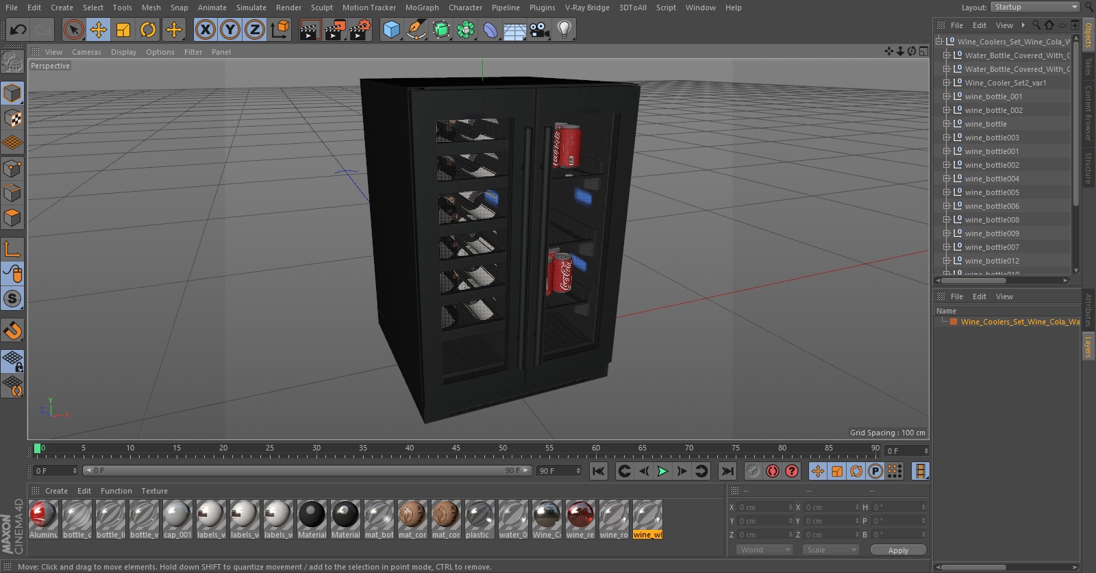 Wine Coolers Set Wine Cola Water 3D