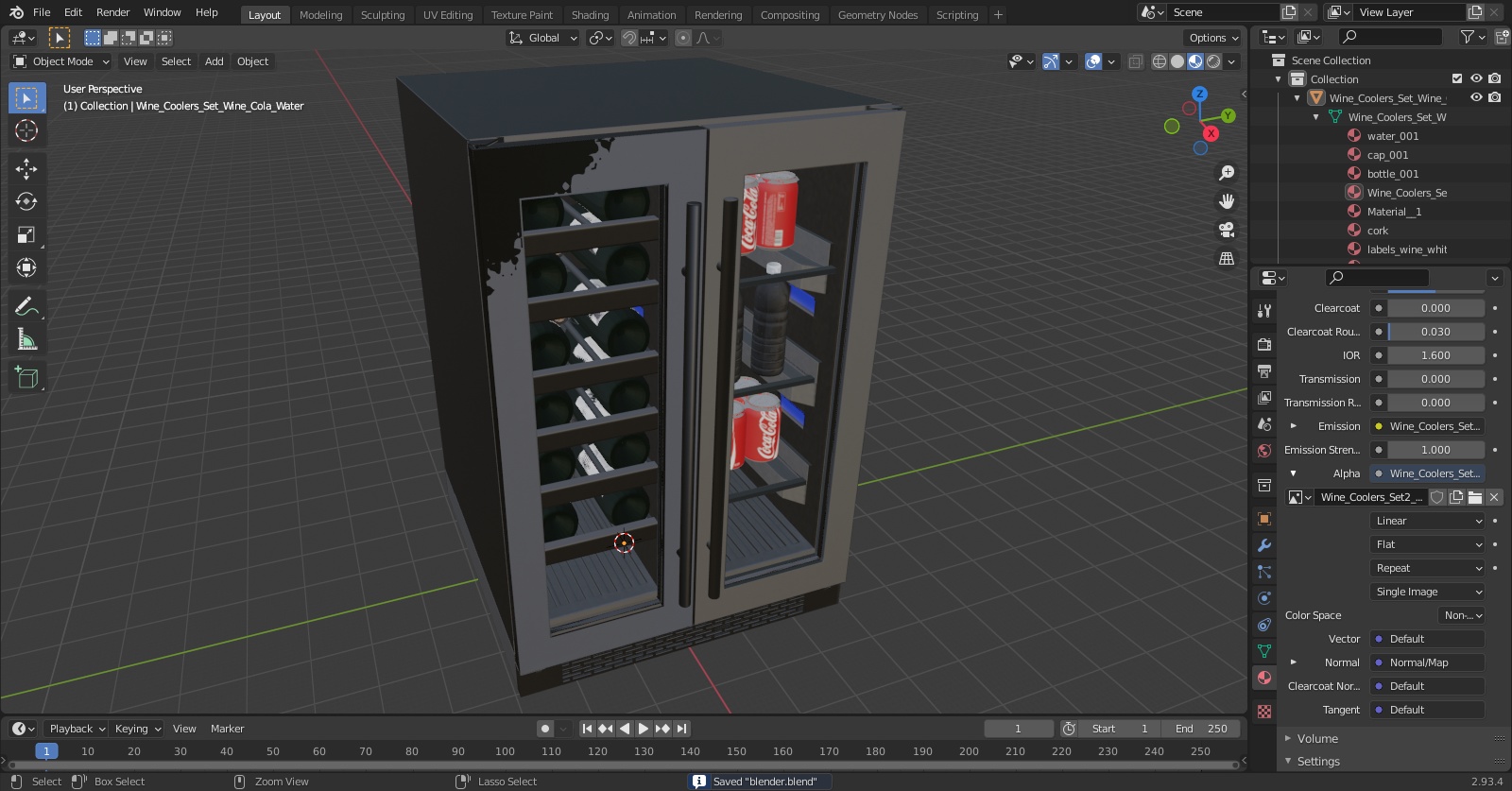 Wine Coolers Set Wine Cola Water 3D