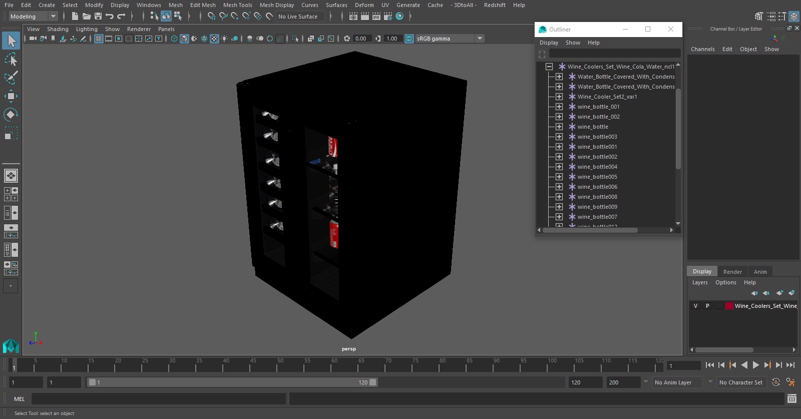 Wine Coolers Set Wine Cola Water 3D