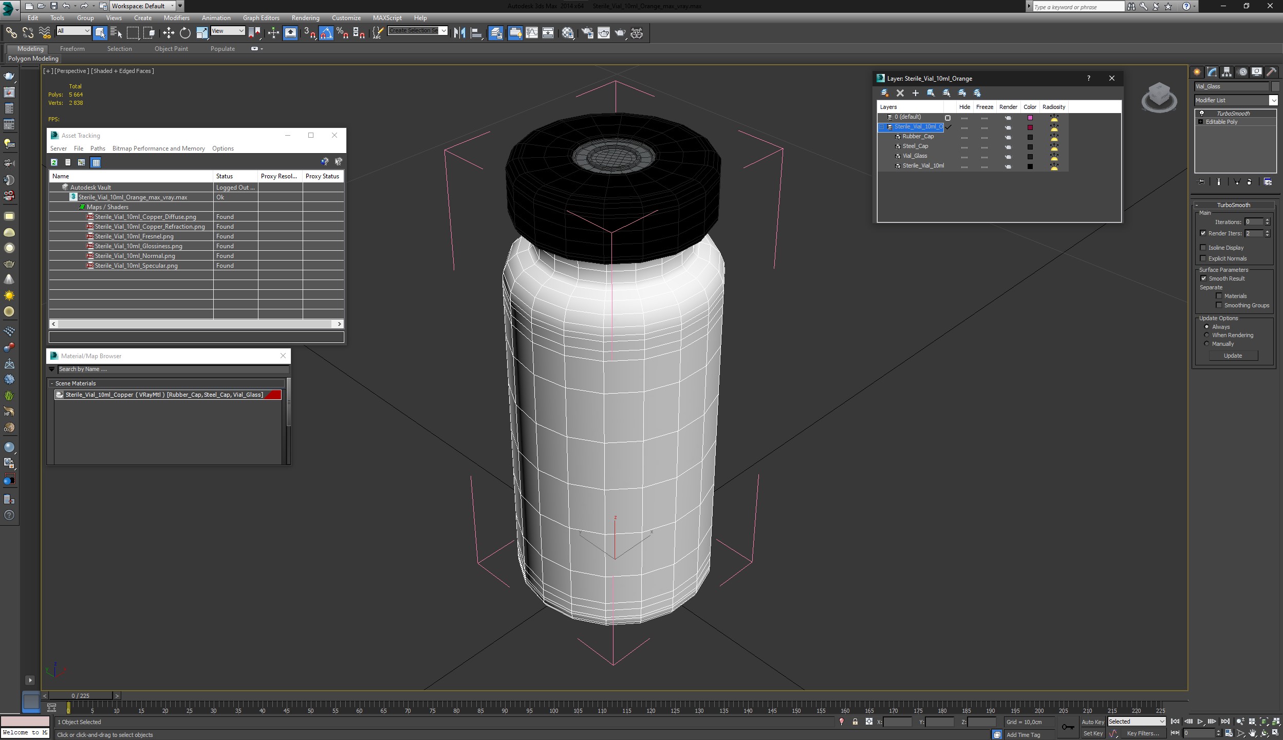 Sterile Vial 10ml Orange 3D model