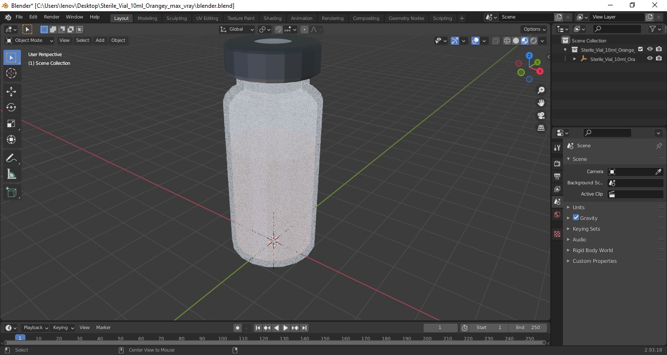 Sterile Vial 10ml Orange 3D model