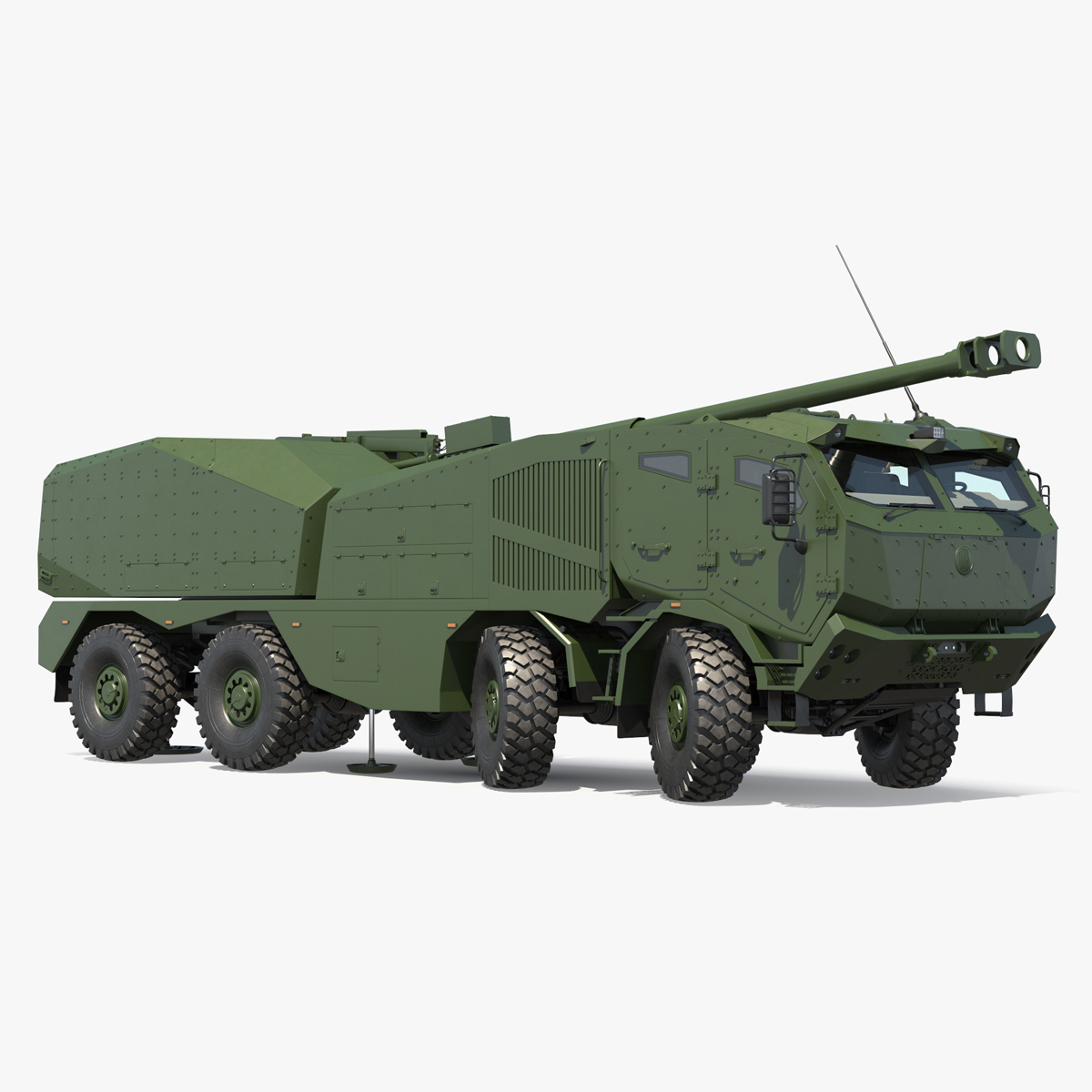 3D Military Howitzer Morana Green Rigged for Maya