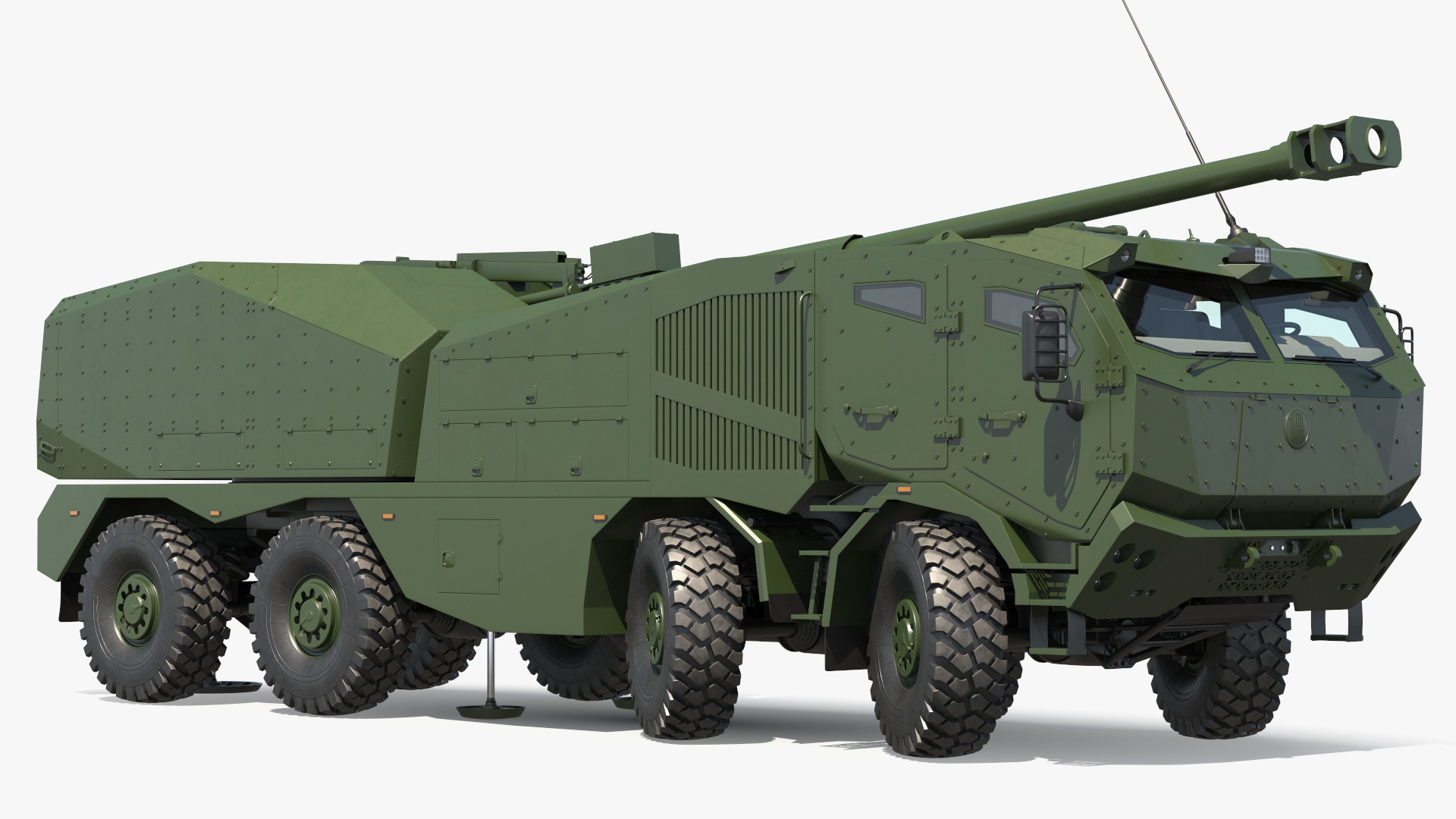 3D Military Howitzer Morana Green Rigged for Maya