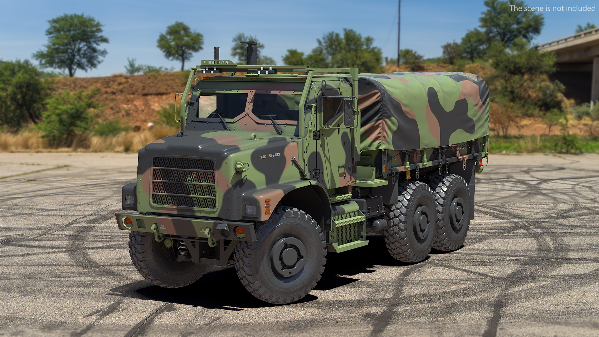 3D Military Medium Cargo Truck 6x6 with Tent Rigged model