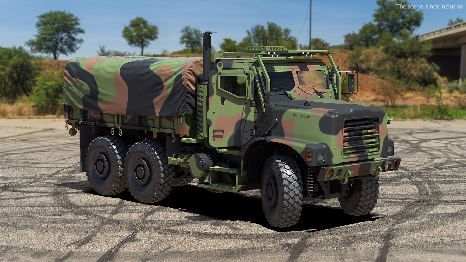 3D Military Medium Cargo Truck 6x6 with Tent Rigged model