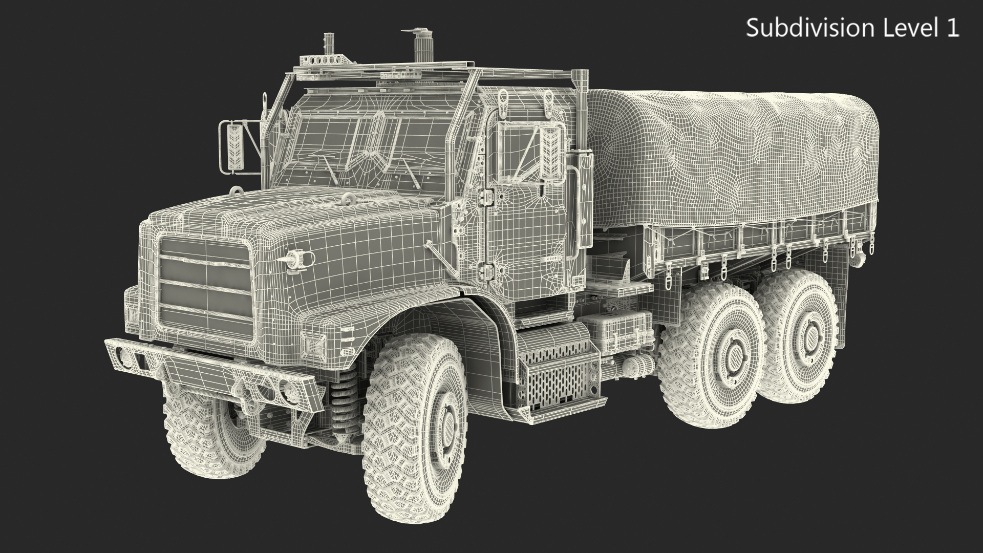 3D Military Medium Cargo Truck 6x6 with Tent Rigged model