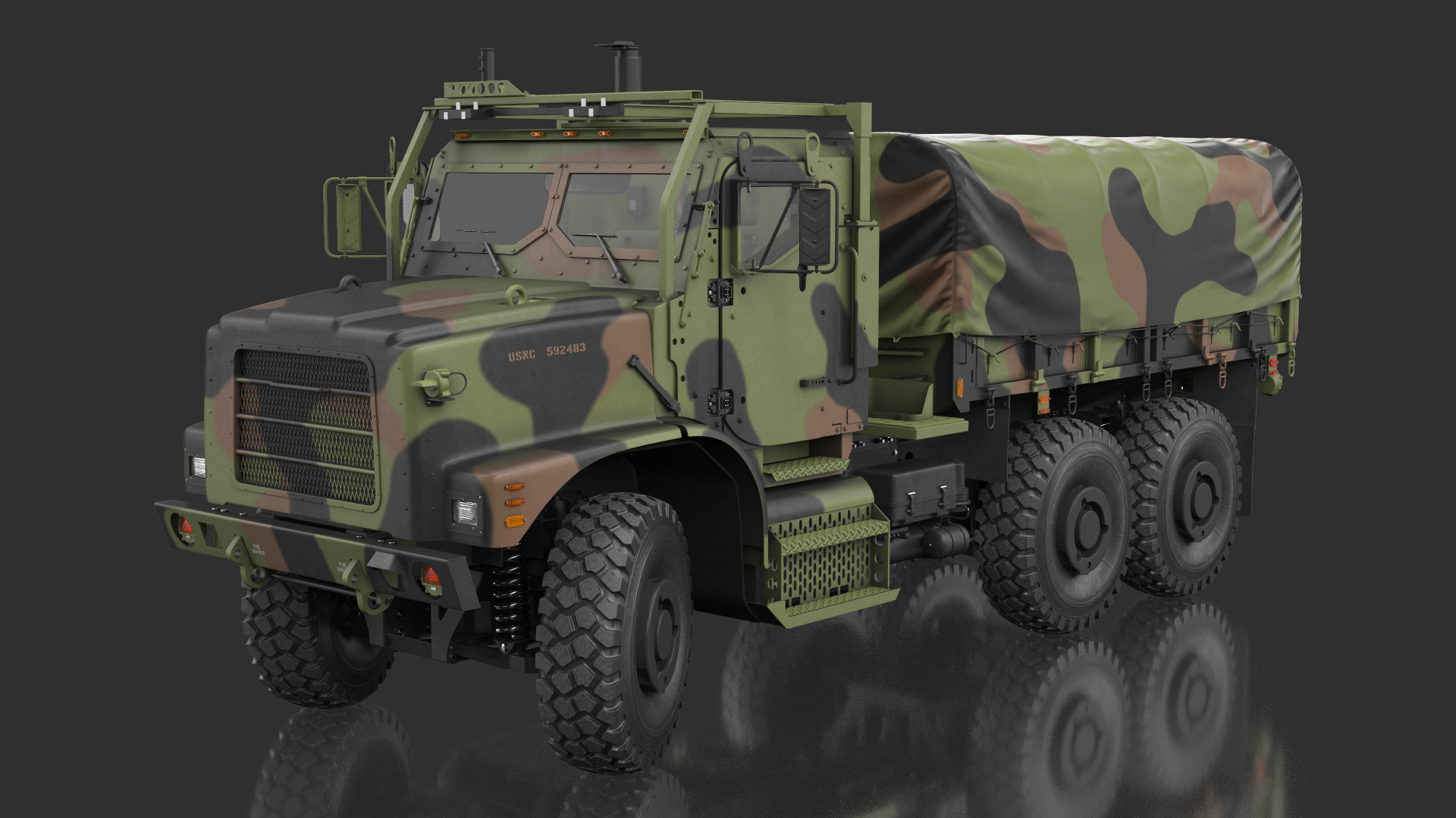 3D Military Medium Cargo Truck 6x6 with Tent Rigged model
