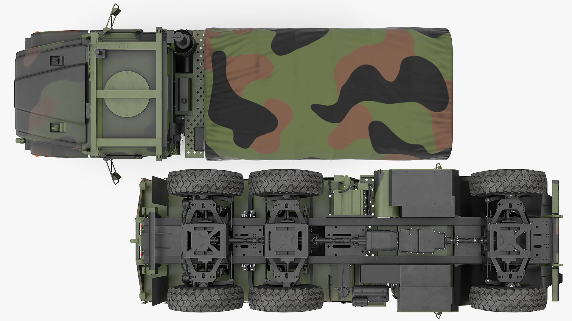 3D Military Medium Cargo Truck 6x6 with Tent Rigged model