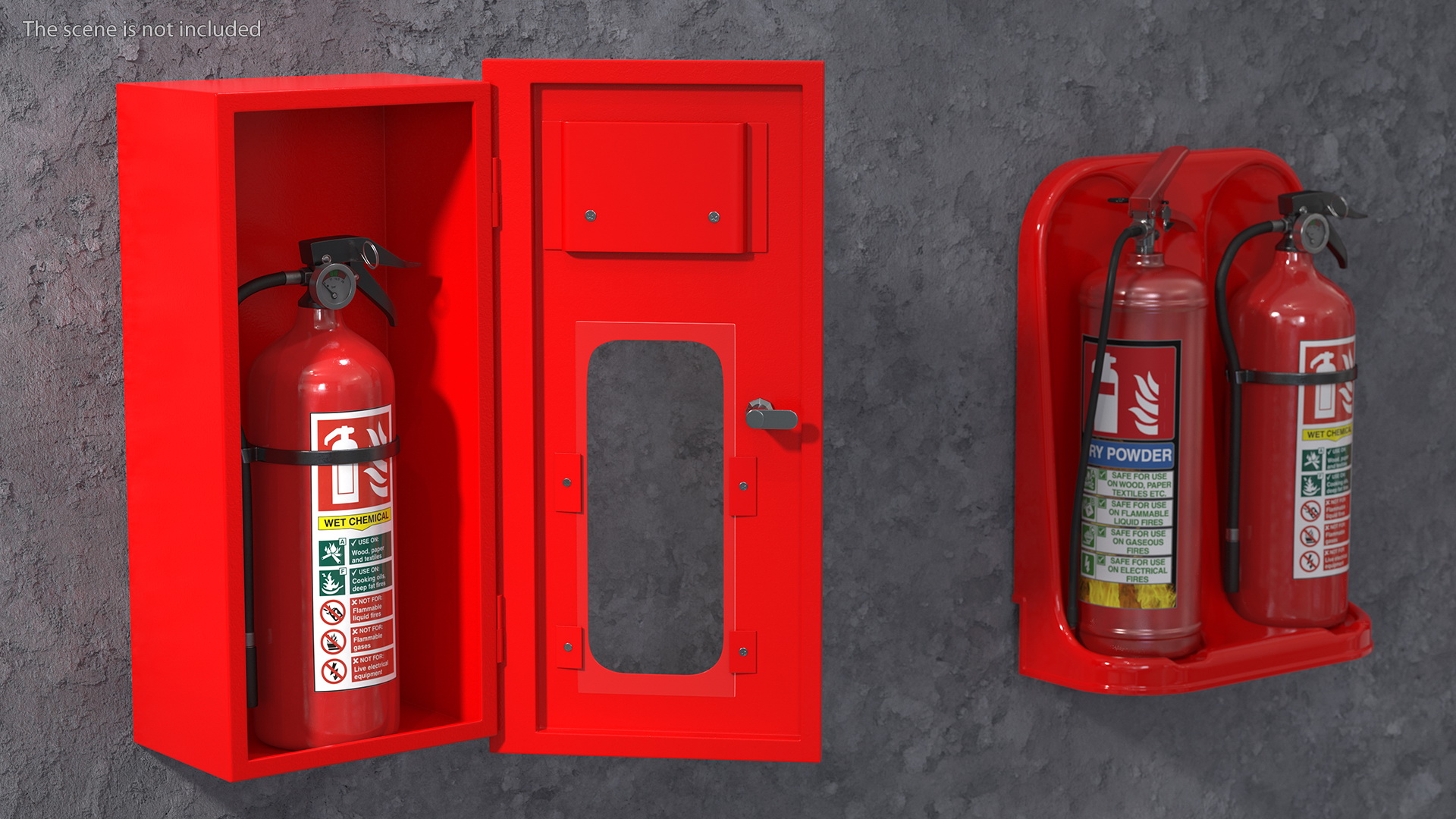 Fire Extinguisher Cabinet Set 3D model