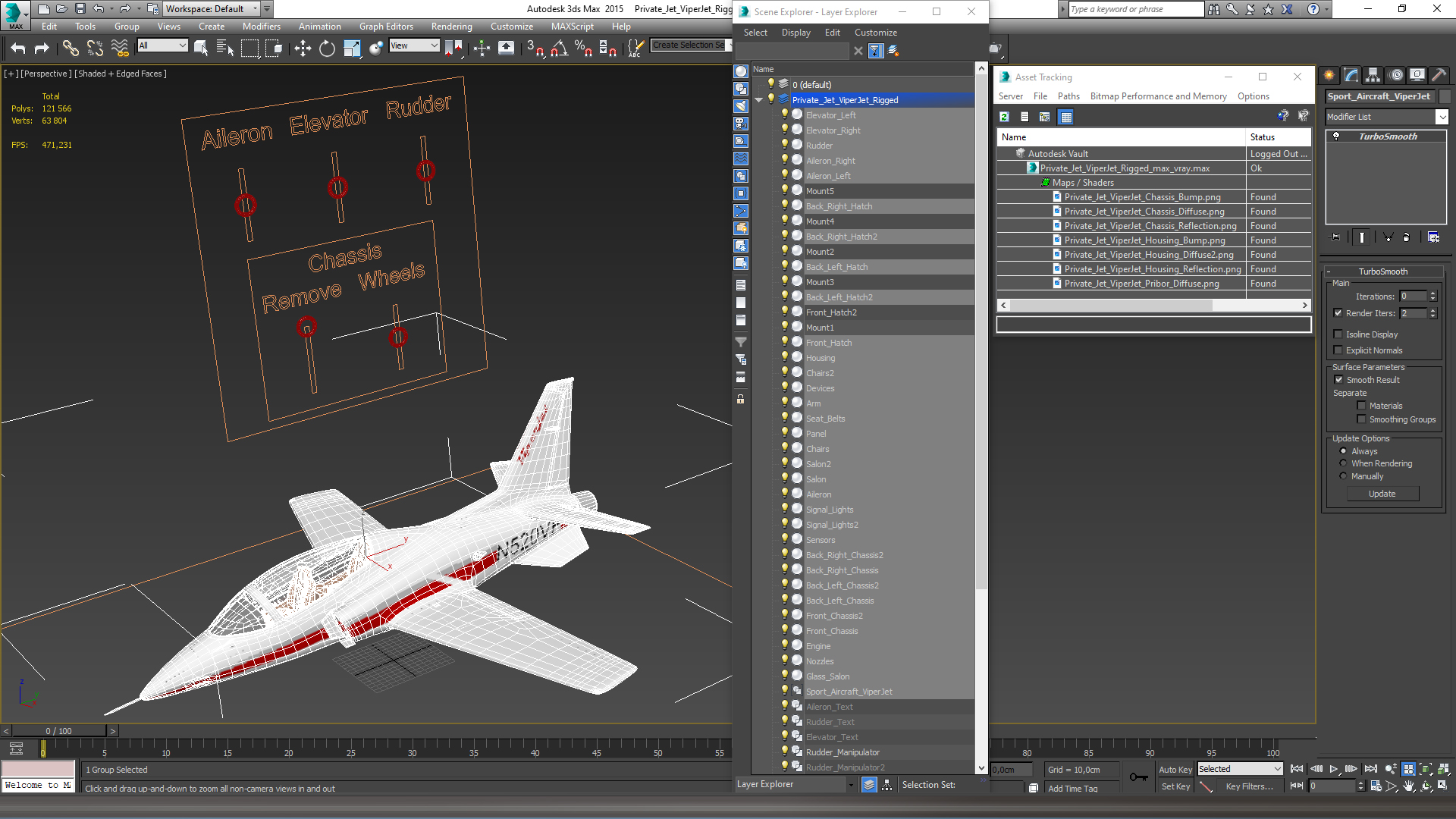 3D Private Jet ViperJet Rigged for Maya