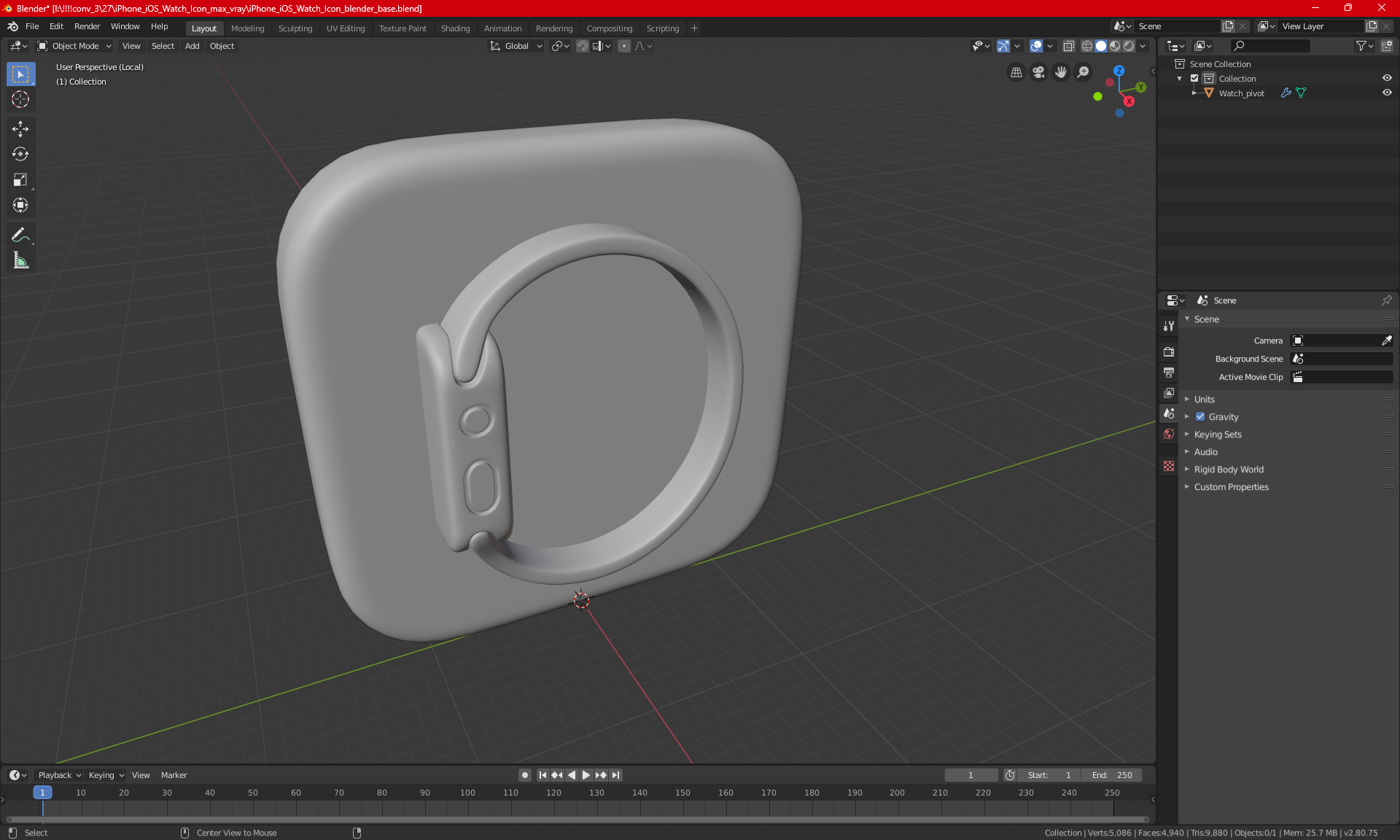 3D iPhone iOS Watch Icon