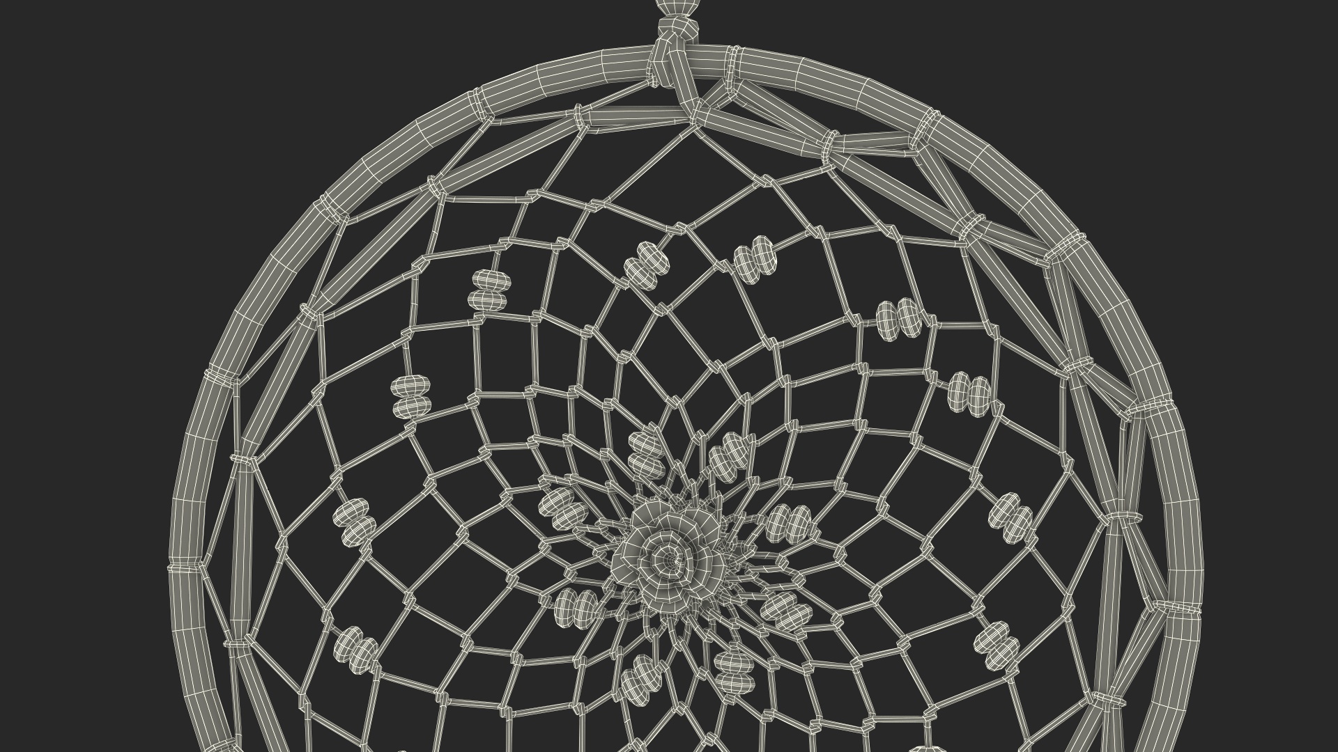 Dreamcatcher with Feathers and Beads Four Rings 3D