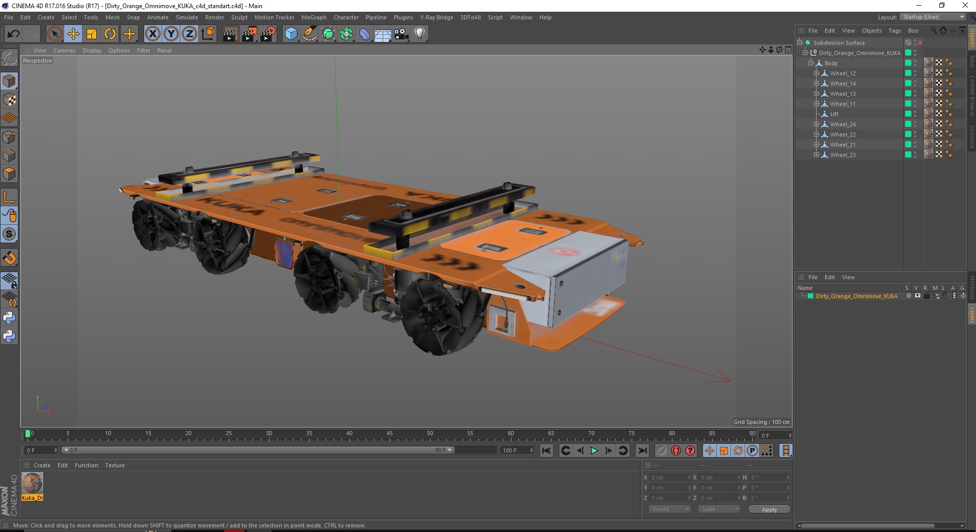 3D Dirty Orange Omnimove KUKA