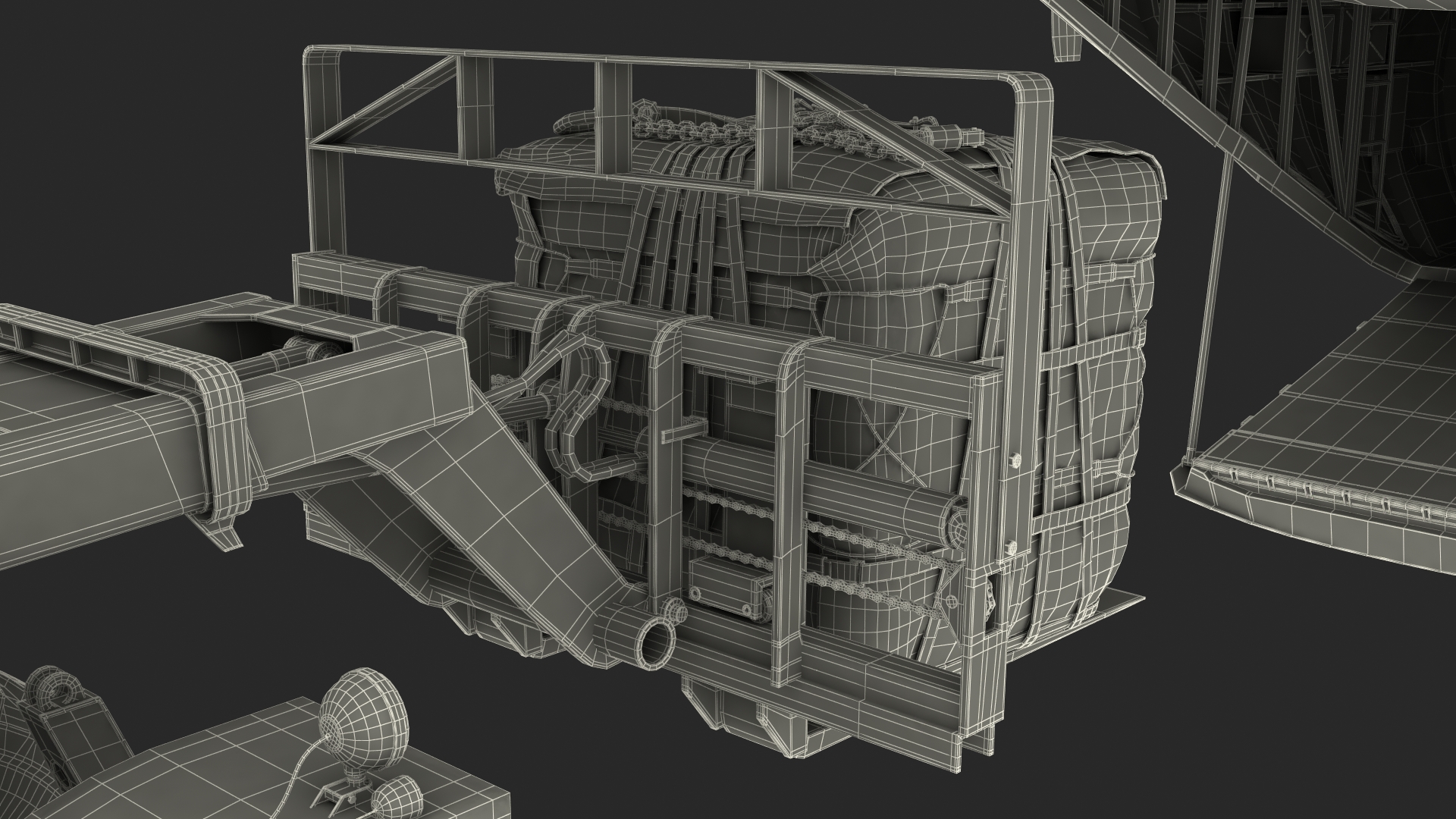 3D Forklift Loads Cargo to the Lockheed C 130 Hercules Rigged model