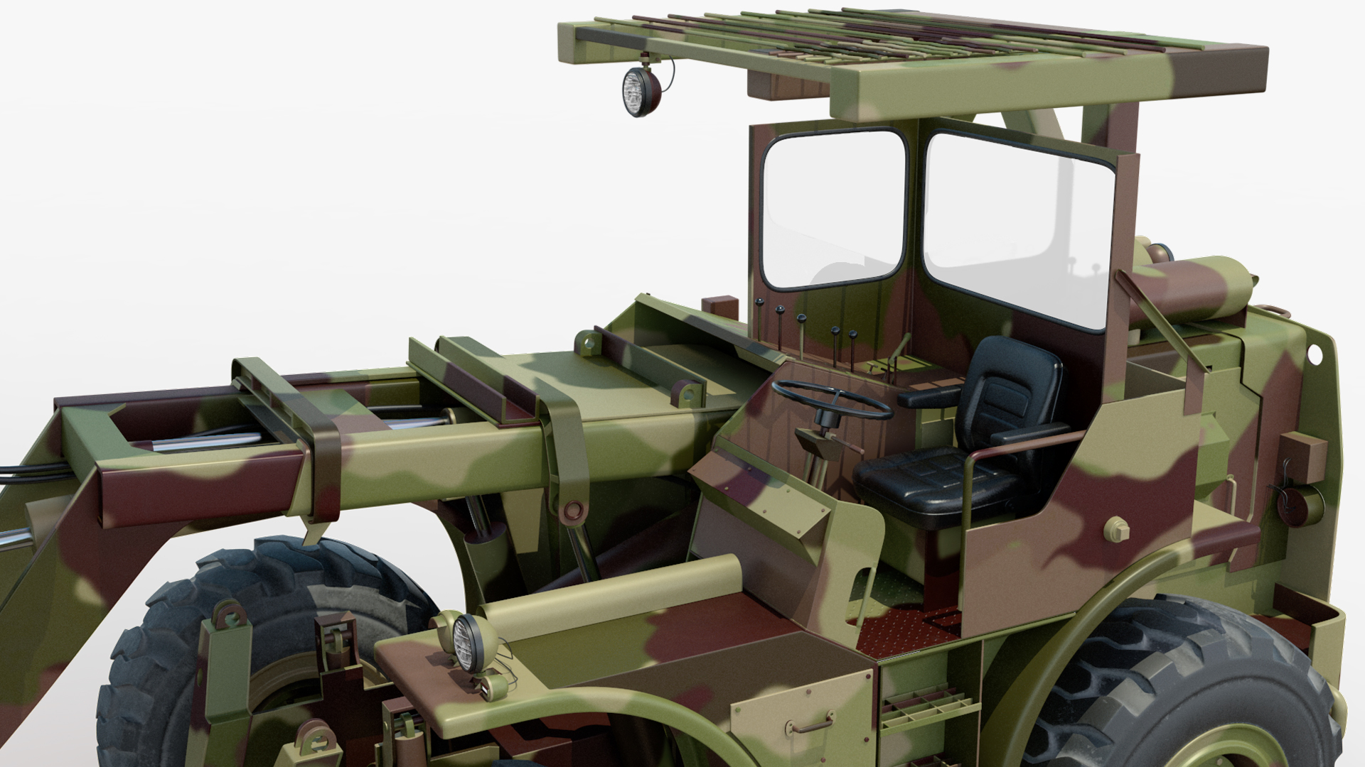 3D Forklift Loads Cargo to the Lockheed C 130 Hercules Rigged model