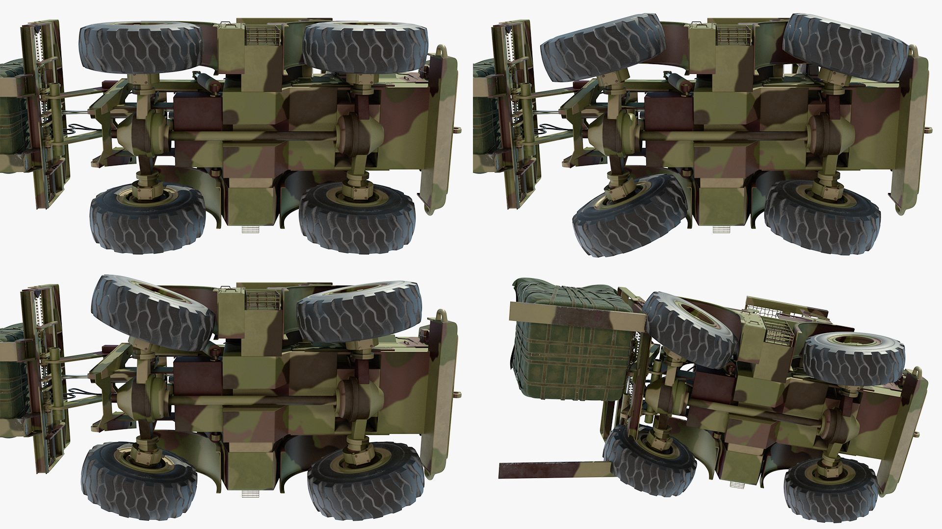 3D Forklift Loads Cargo to the Lockheed C 130 Hercules Rigged model
