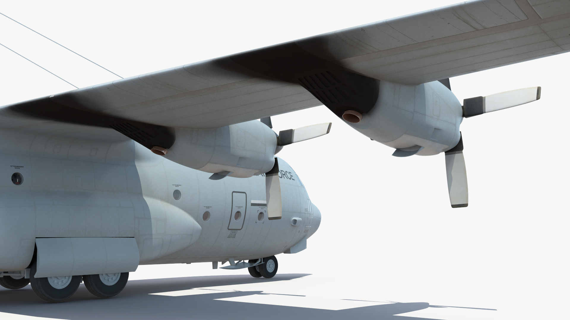 3D Forklift Loads Cargo to the Lockheed C 130 Hercules Rigged model