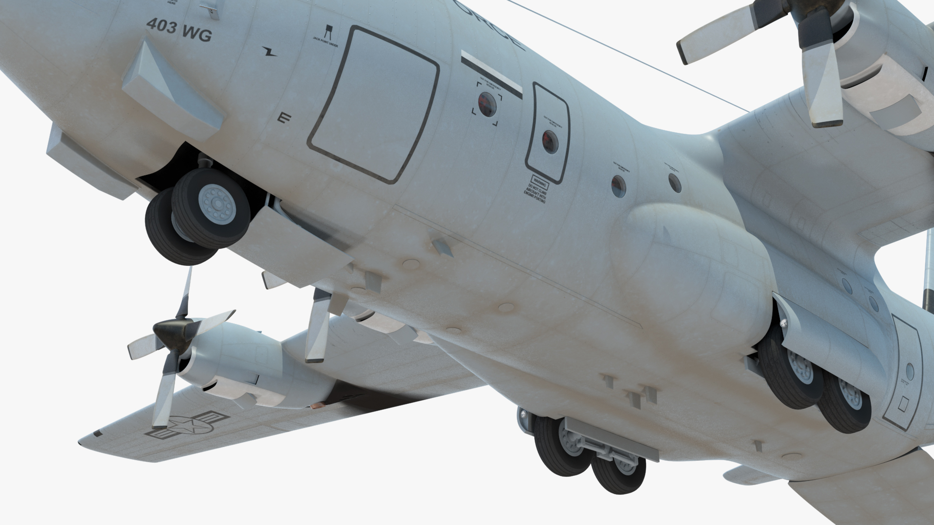 3D Forklift Loads Cargo to the Lockheed C 130 Hercules Rigged model