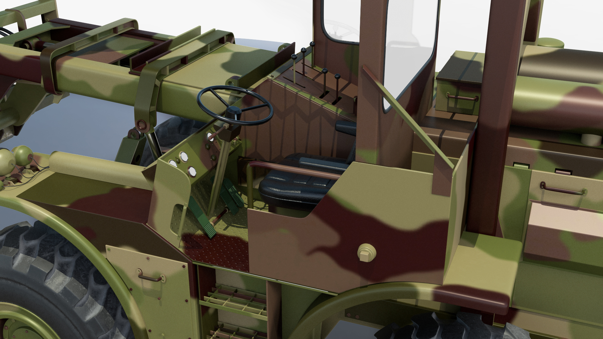 3D Forklift Loads Cargo to the Lockheed C 130 Hercules Rigged model