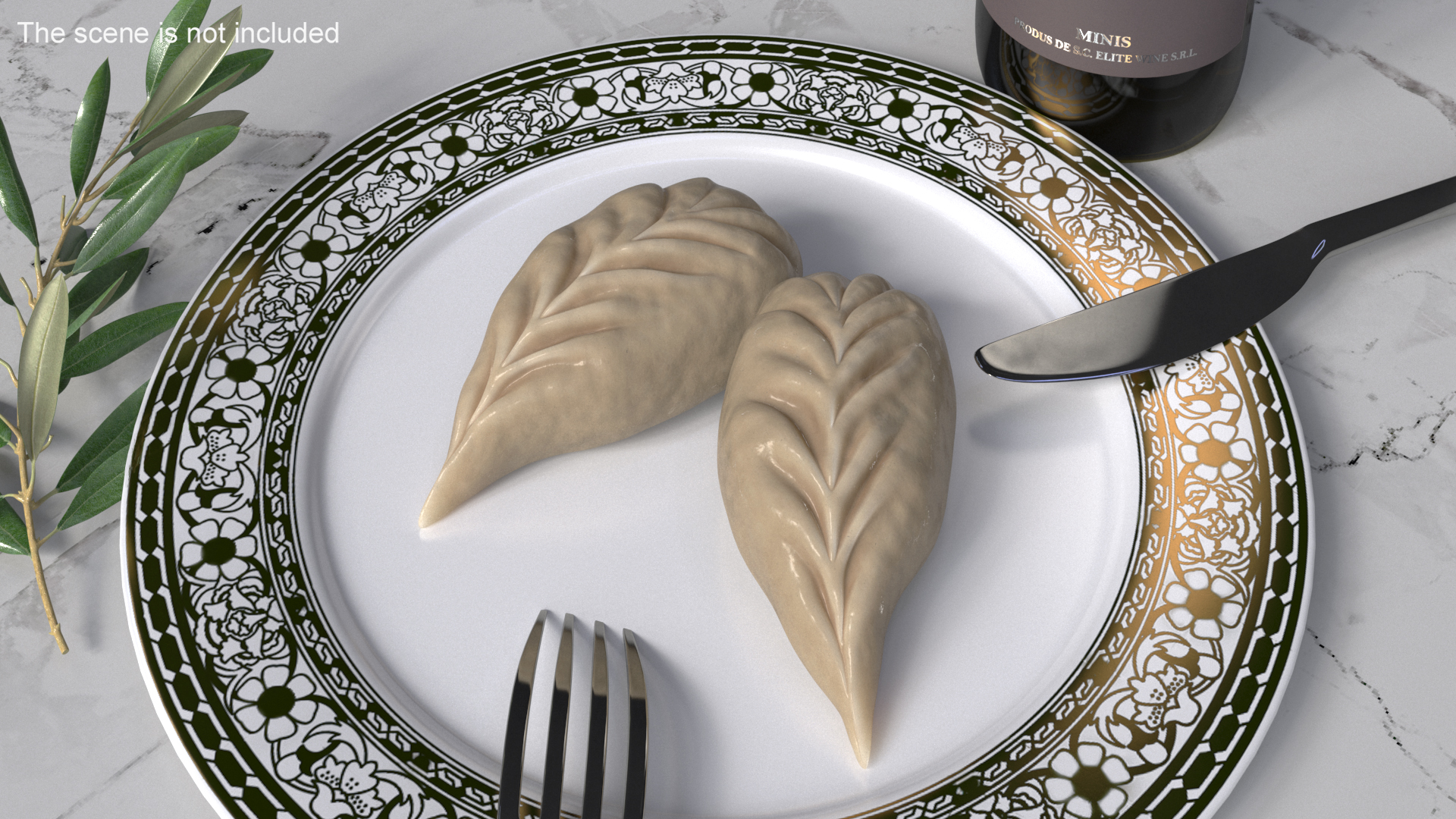 Leaf Shaped Dumpling Cooked 3D