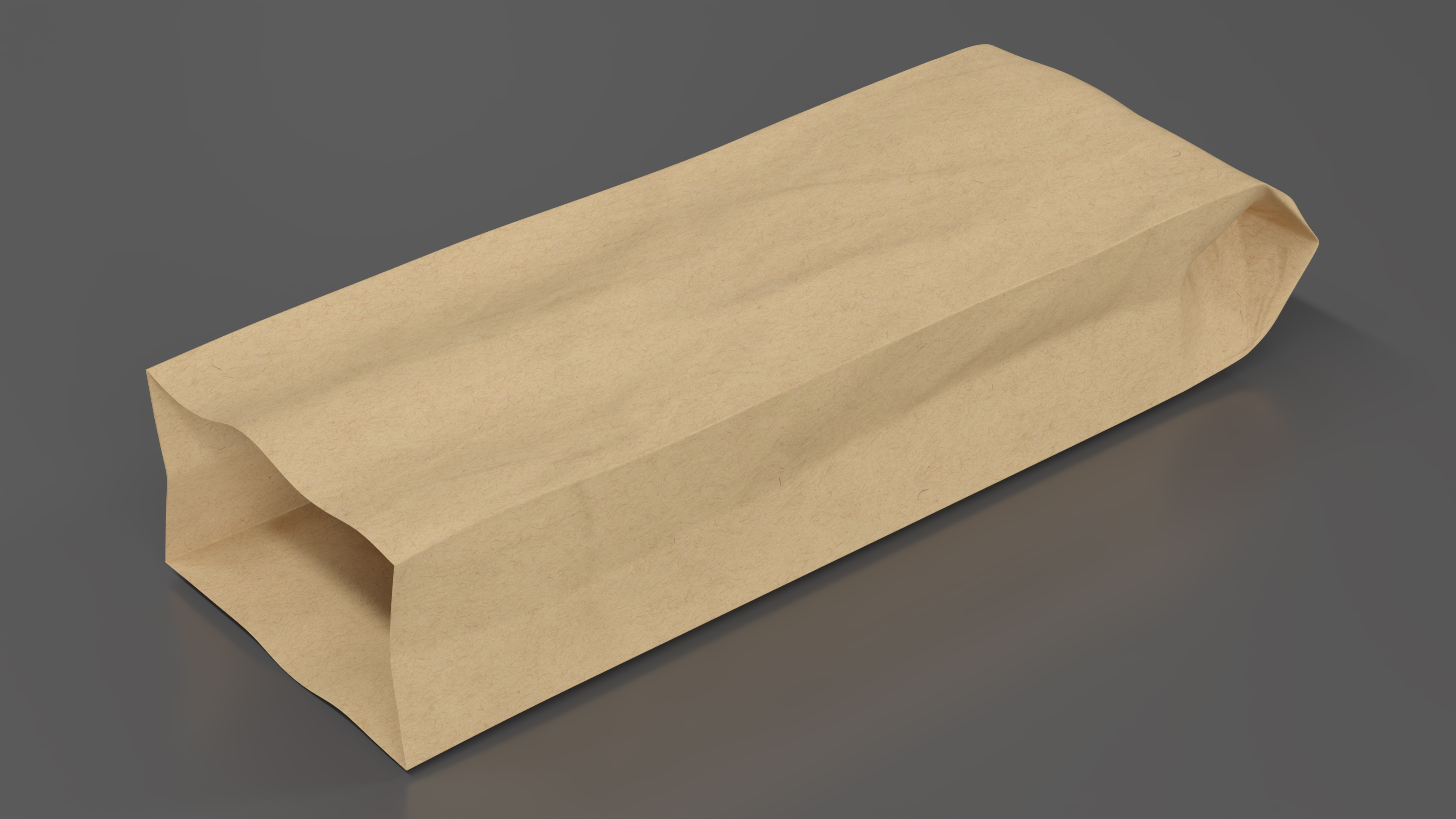 3D Brown Paper Bag for Bread Empty