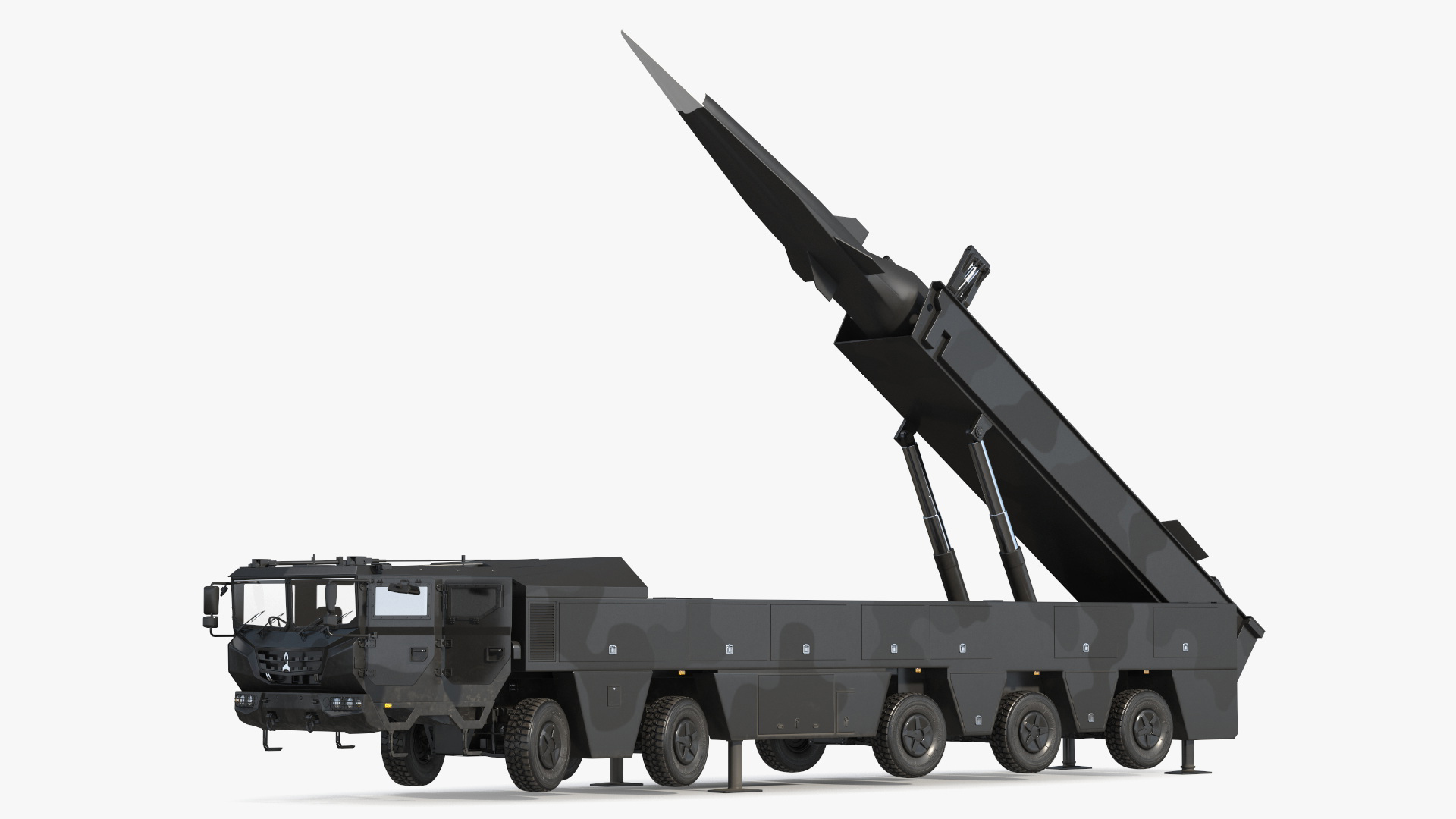 3D Strategic Missile on Road Mobile Vehicle Rigged for Cinema 4D
