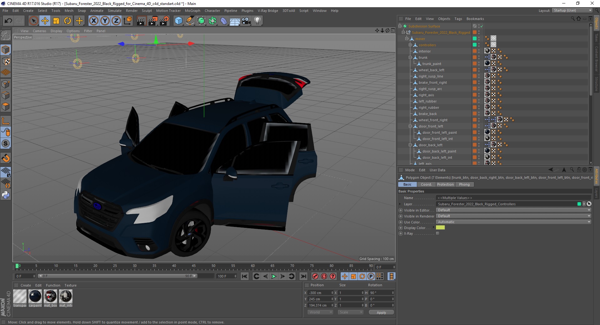 Subaru Forester 2022 Black Rigged for Cinema 4D 3D