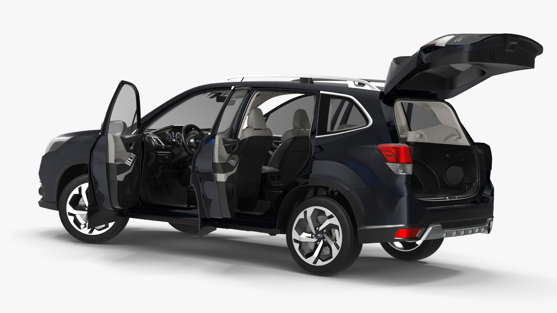 Subaru Forester 2022 Black Rigged for Cinema 4D 3D