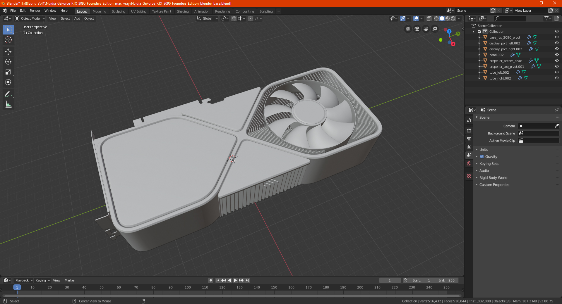 3D model Nvidia GeForce RTX 3090 Founders Edition