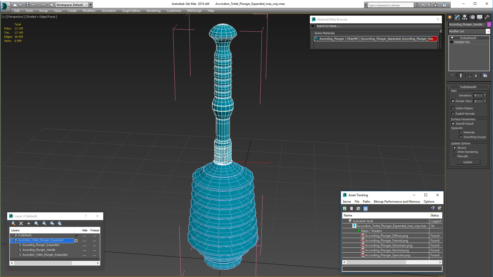 3D Accordion Toilet Plunger Expanded model
