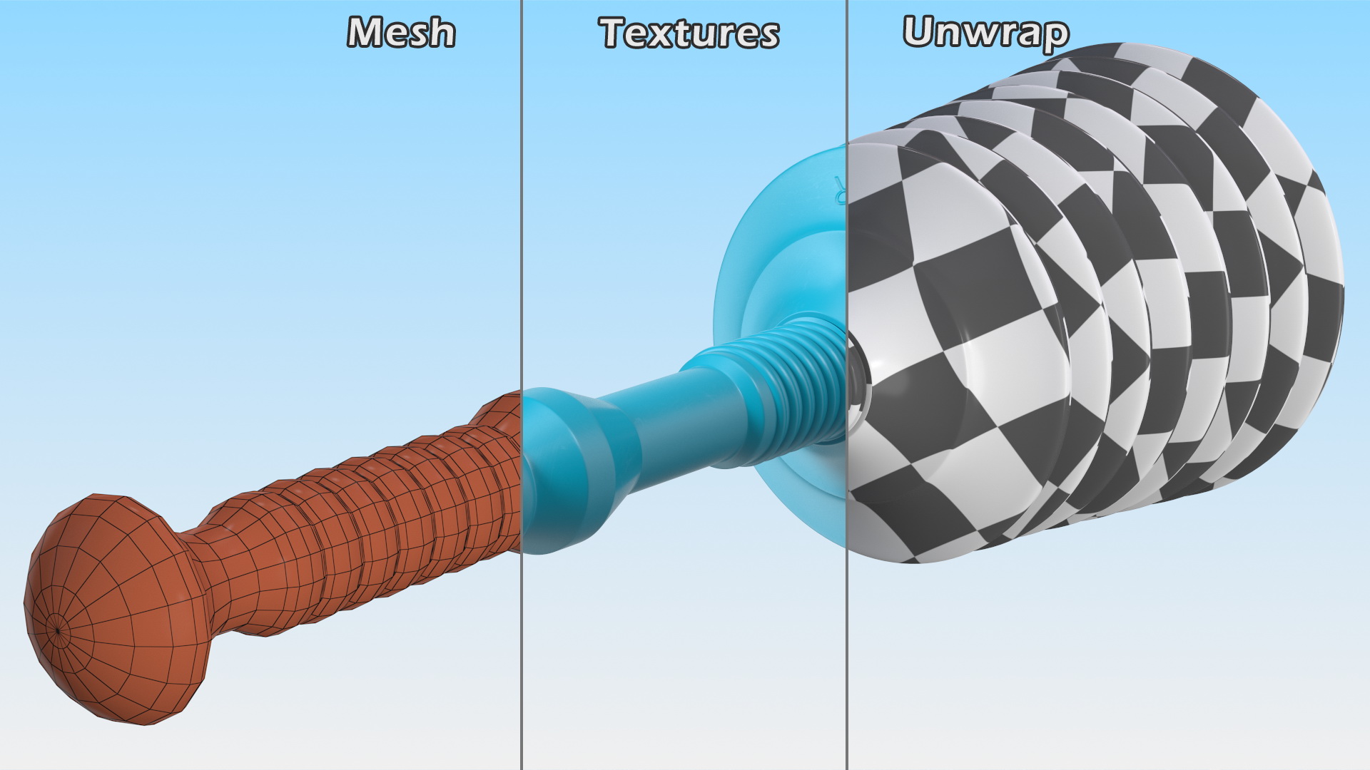 3D Accordion Toilet Plunger Expanded model
