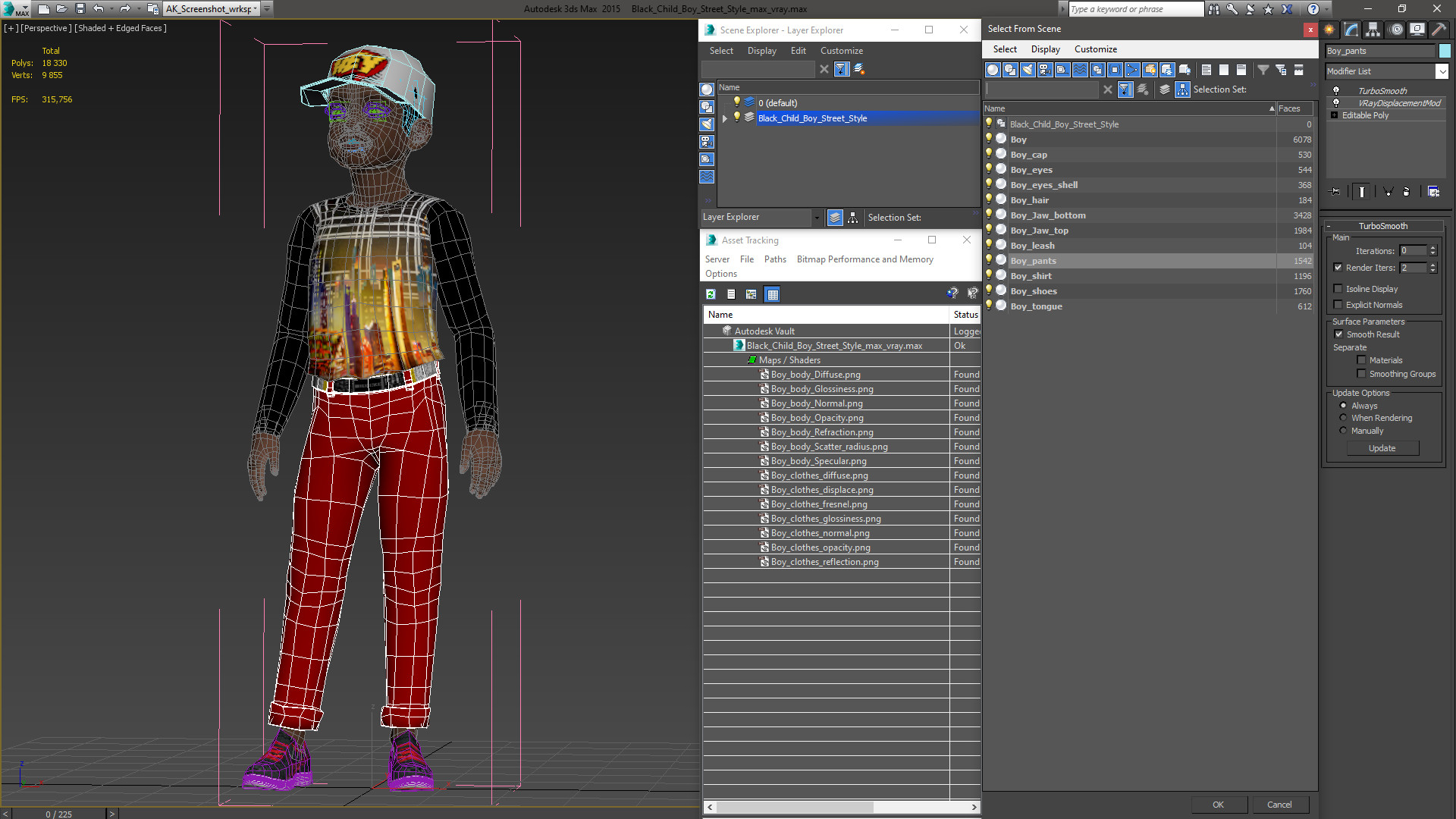 3D Black Child Boy Street Style model