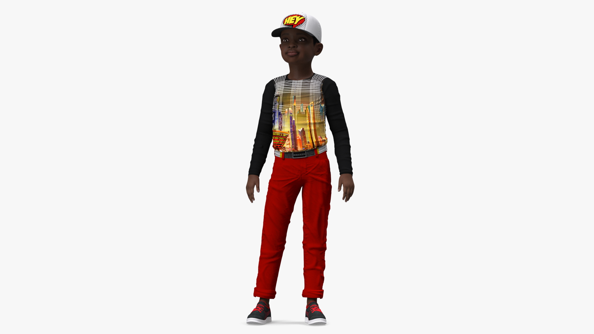3D Black Child Boy Street Style model