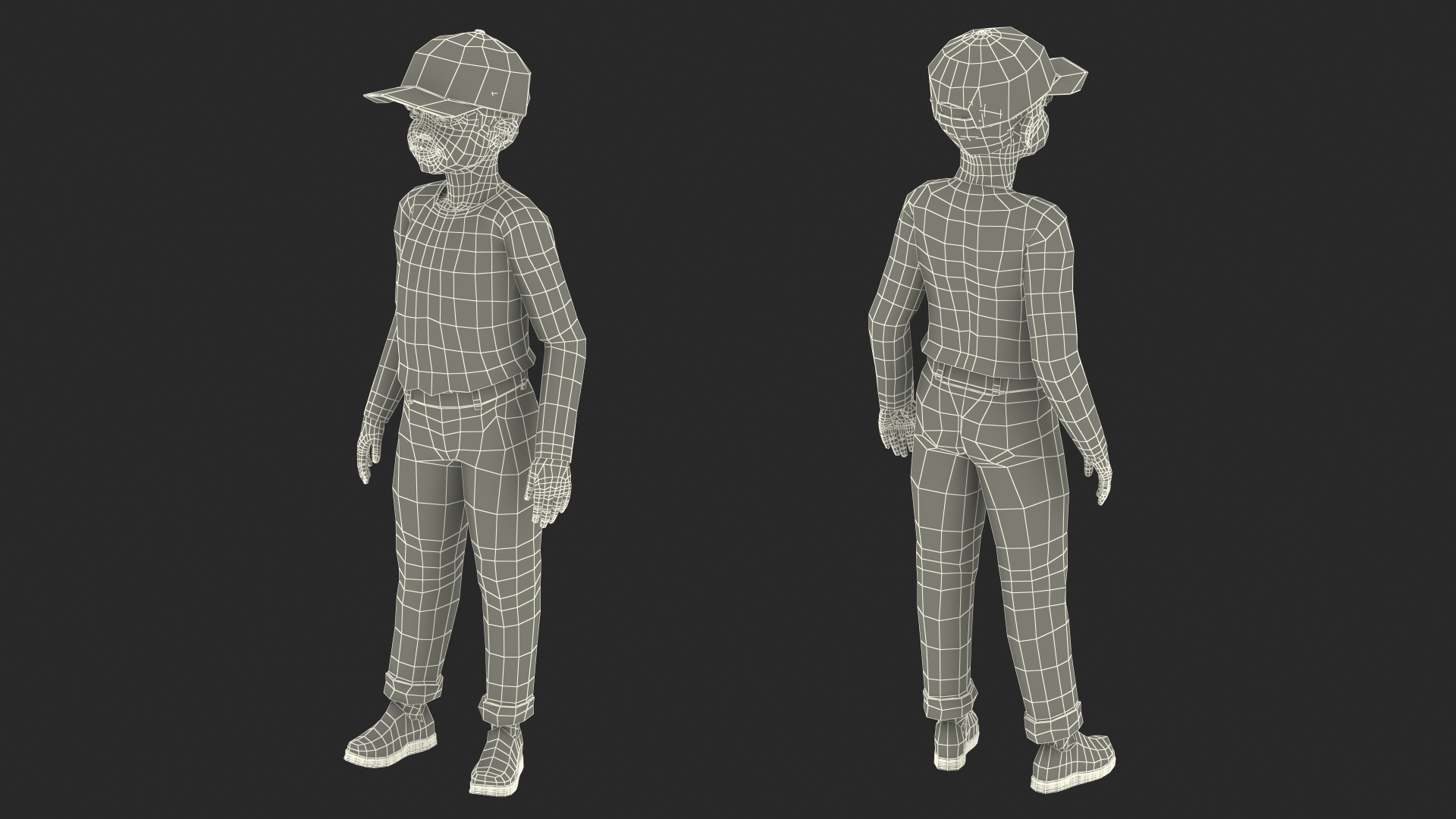 3D Black Child Boy Street Style model