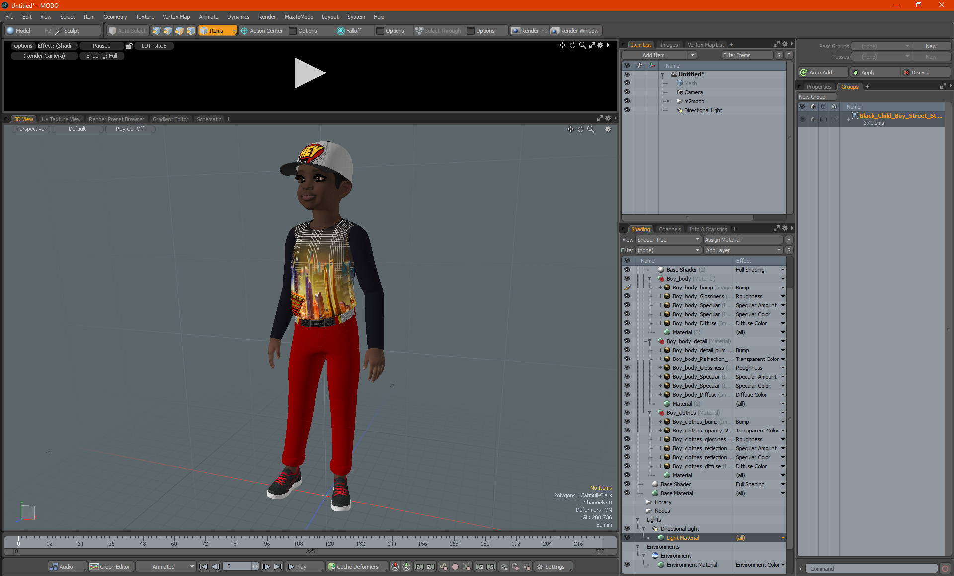 3D Black Child Boy Street Style model