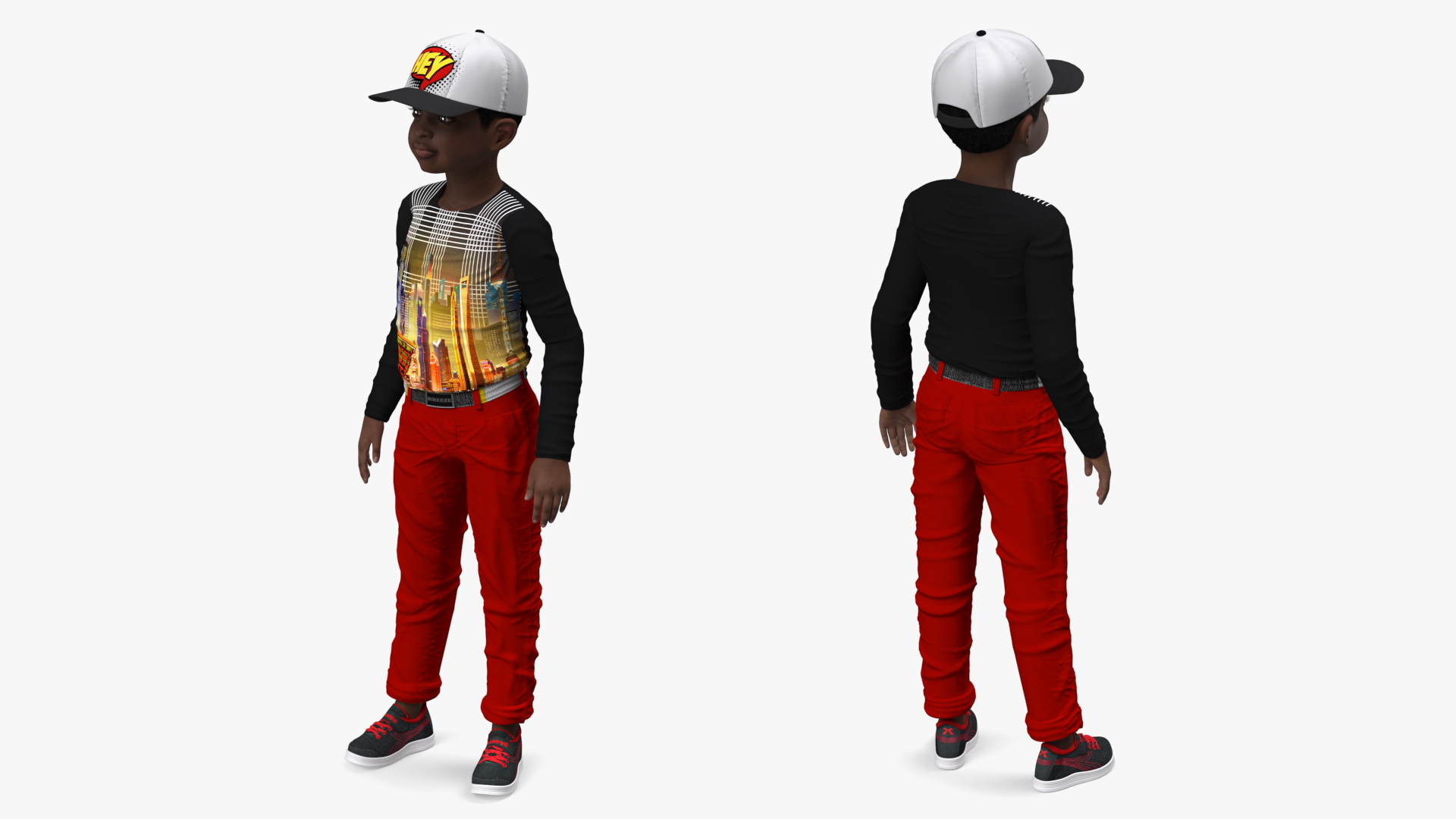 3D Black Child Boy Street Style model