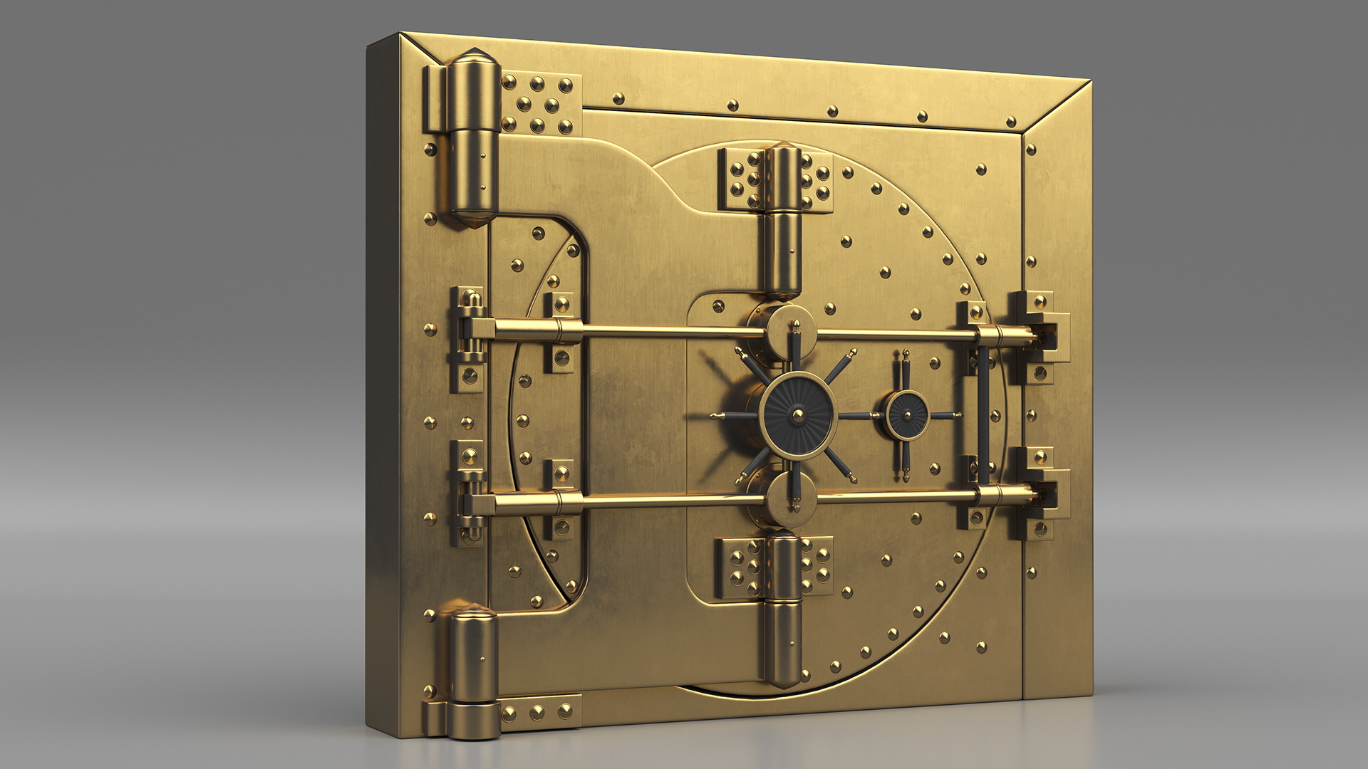 3D Round Vault Door Bronze model